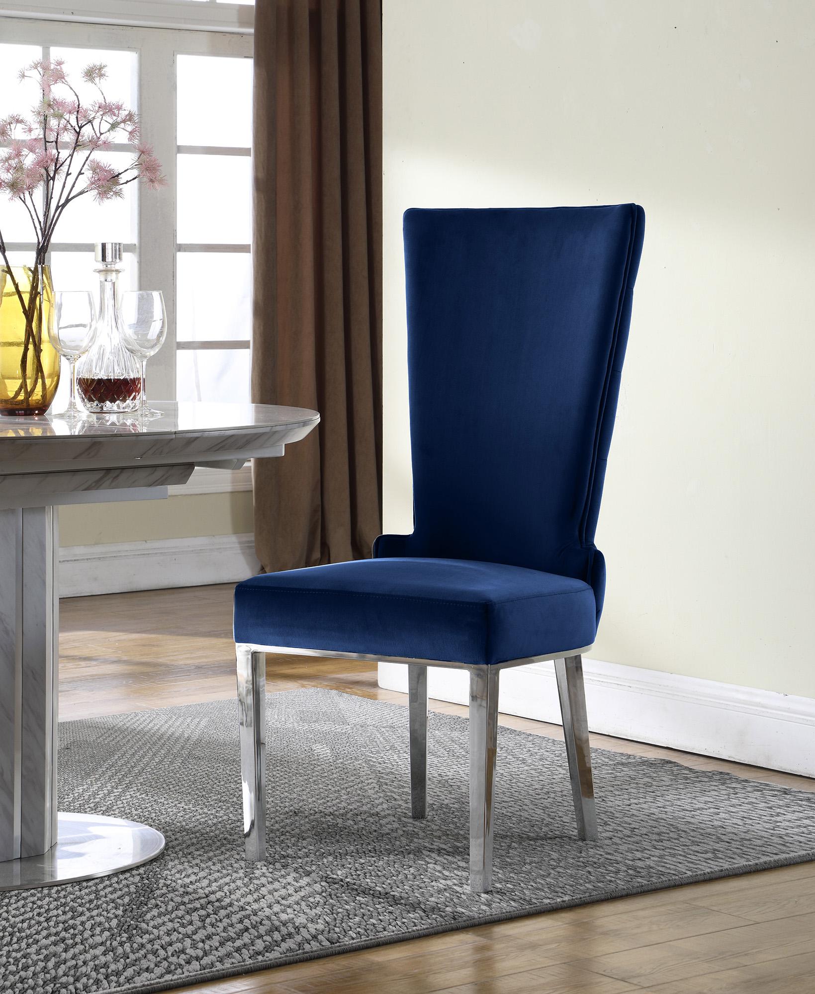 

    
Glam Navy Velvet Dining Chair Set 2Pcs 729Navy-C SERAFINA Meridian Modern
