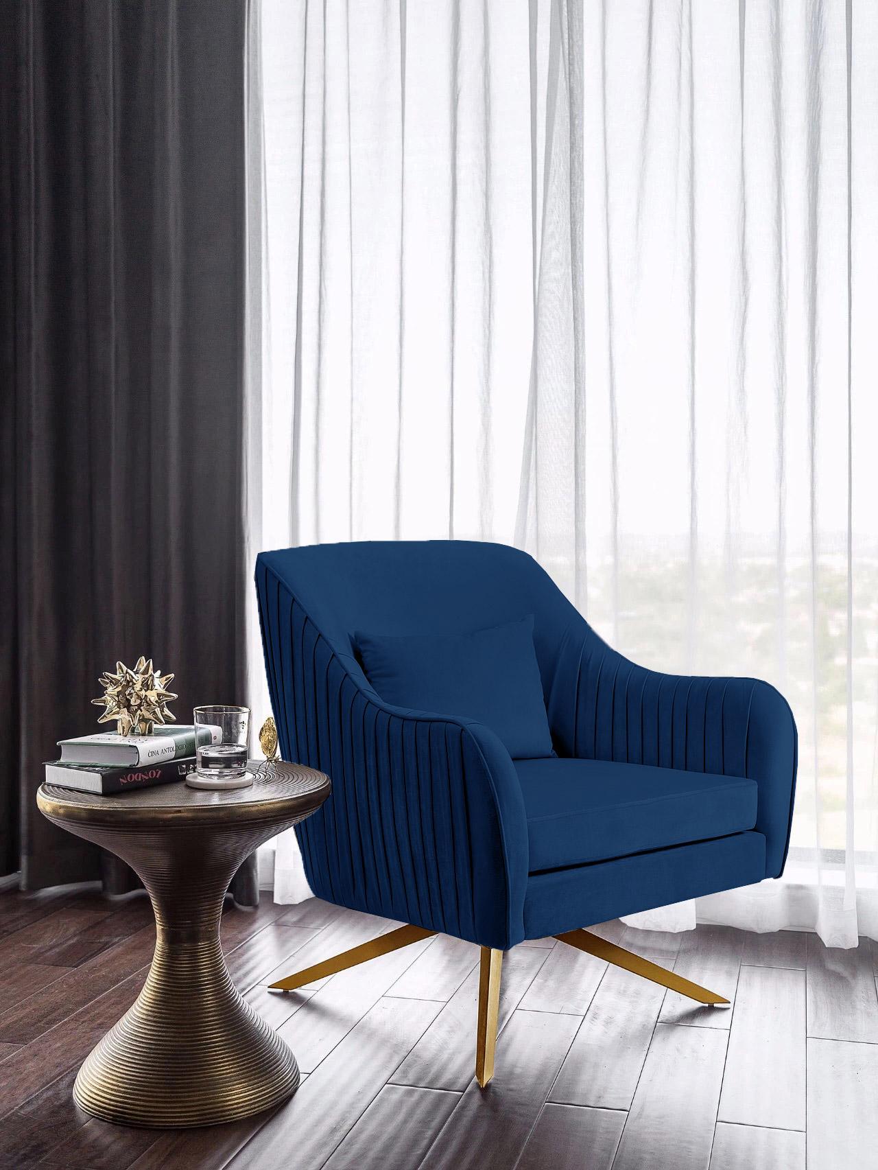 

    
Glam Navy Velvet Swivel Chair PALOMA 585Navy Meridian Contemporary Modern

