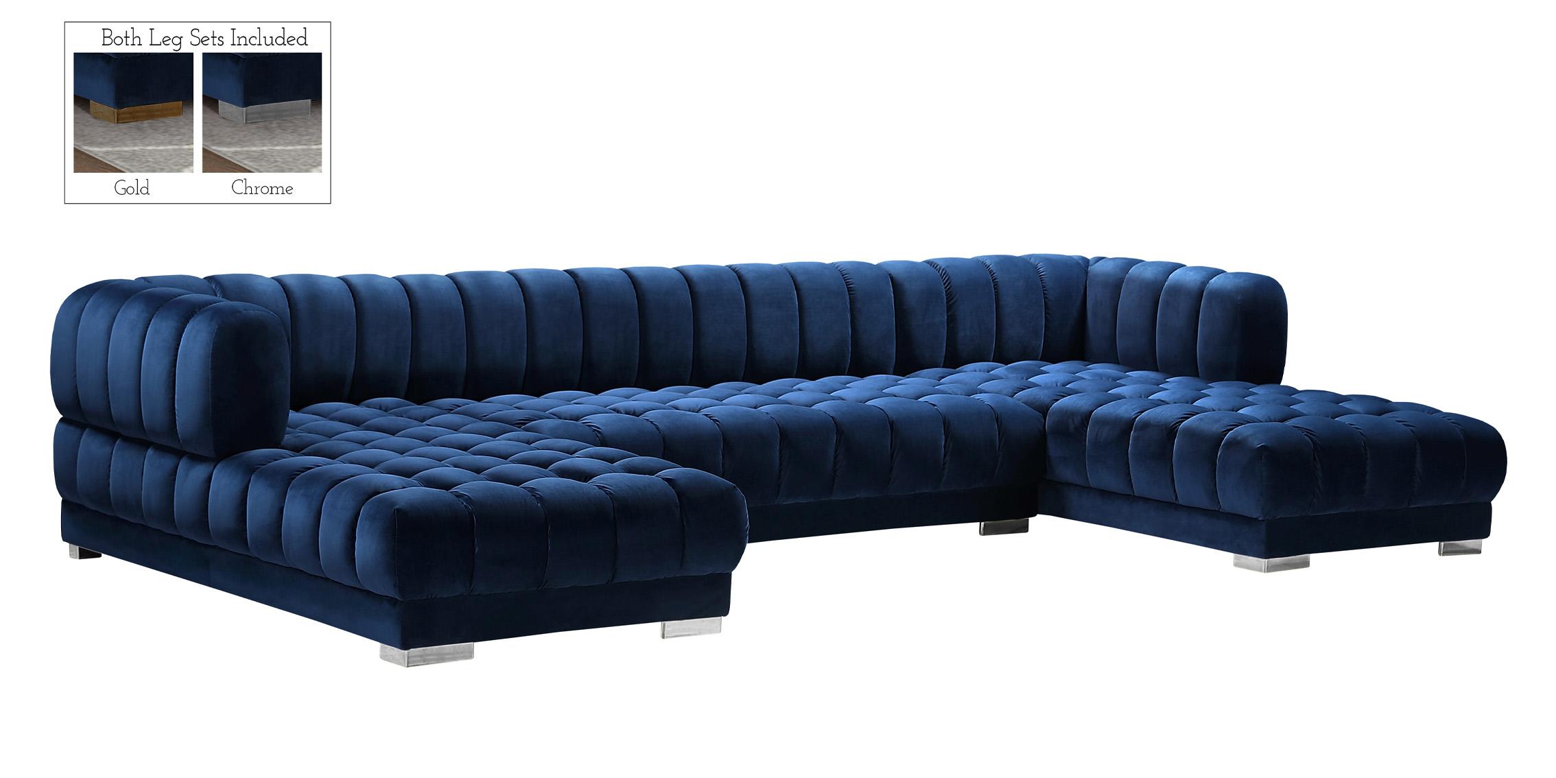 

    
Glam Navy Velvet Tufted Sectional Sofa GWEN 653Navy Meridian Contemporary
