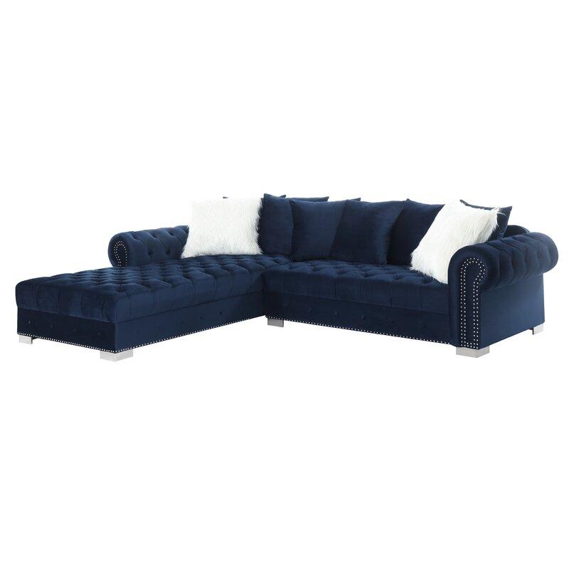 

    
Glam Navy Velvet Tufted Sectional Sofa MONICA Galaxy Home Contemporary Modern
