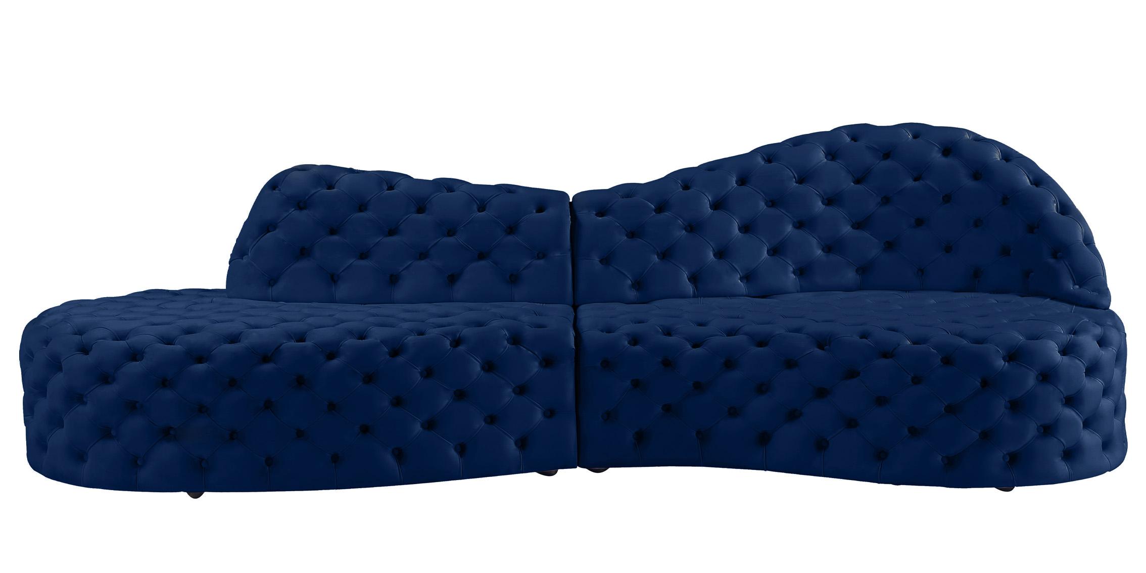 

    
Glam Navy Velvet Tufted Sectional Sofa ROYAL 654Navy Meridian Contemporary
