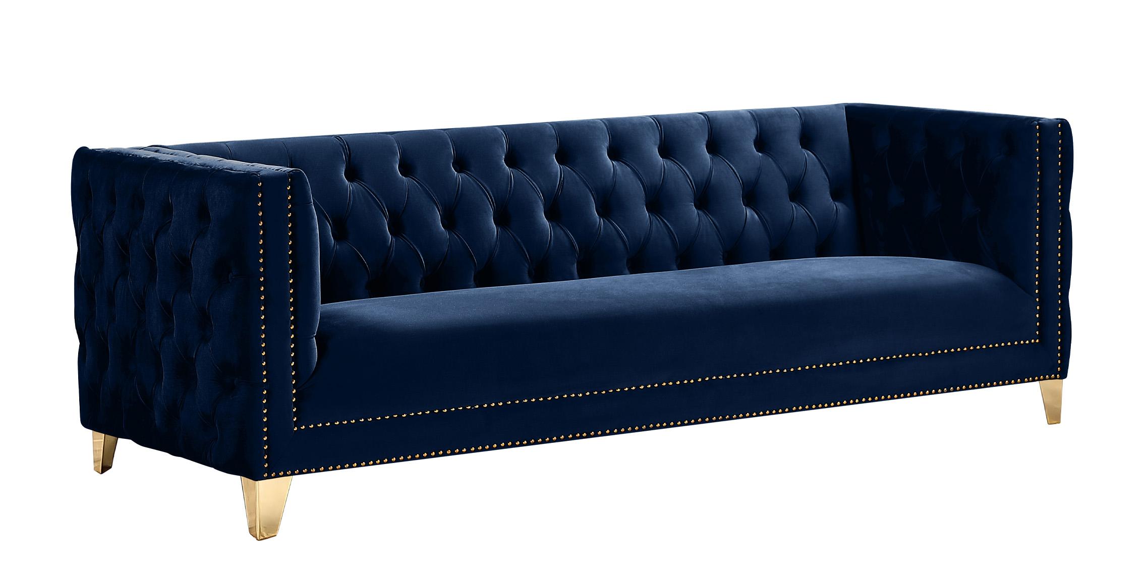 

    
Glam Navy Velvet Tufted Sofa MICHELLE 652Navy-S Meridian Contemporary Modern
