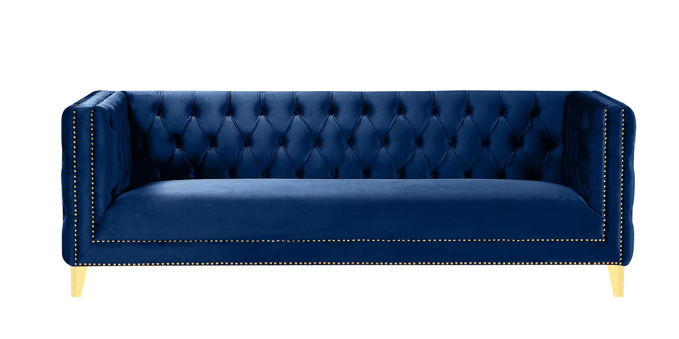 

    
Glam Navy Velvet Tufted Sofa MICHELLE 652Navy-S Meridian Contemporary Modern
