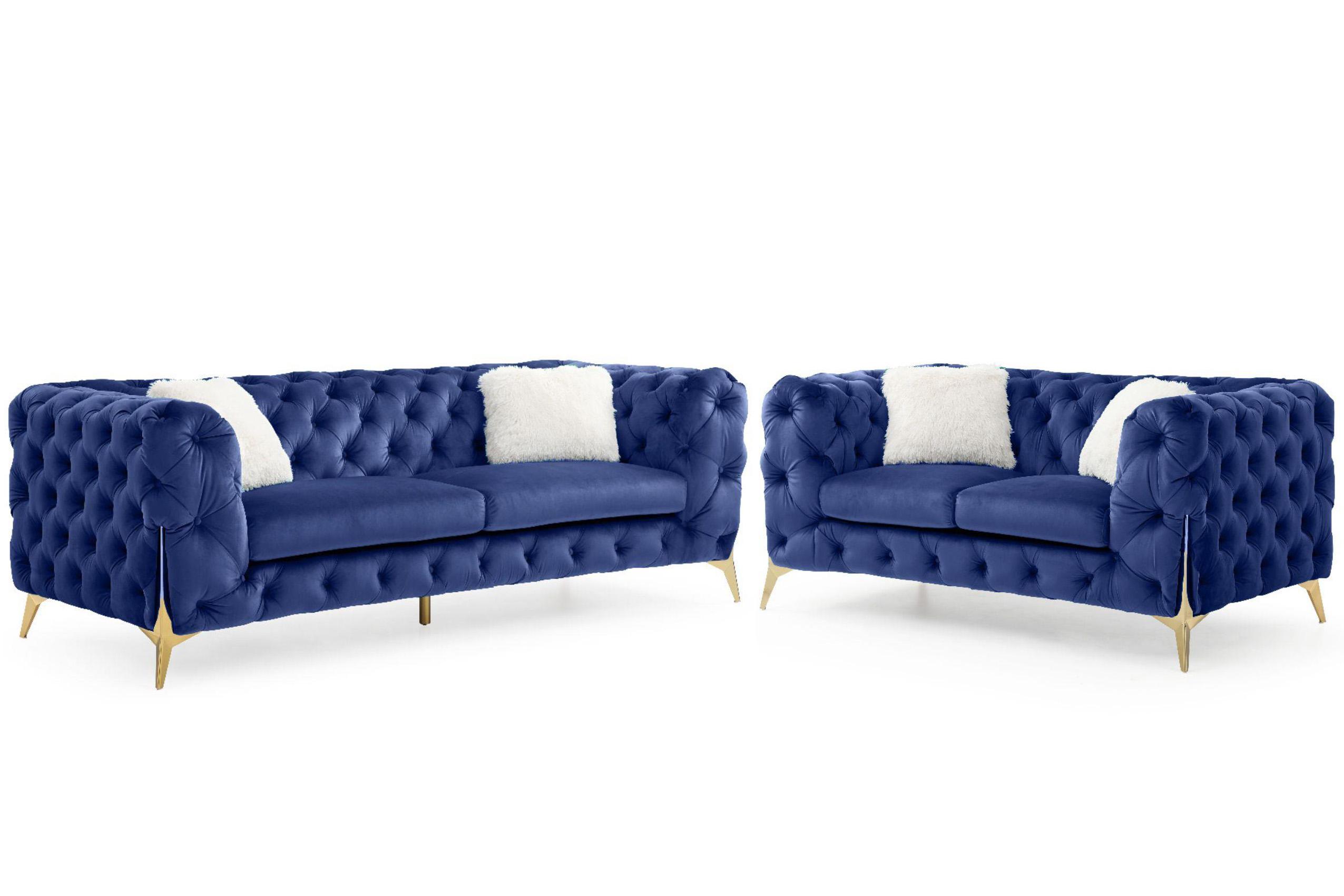 Contemporary, Modern Sofa Set MODERNO NAVY MODERNO-Navy-S-L in Navy Fabric
