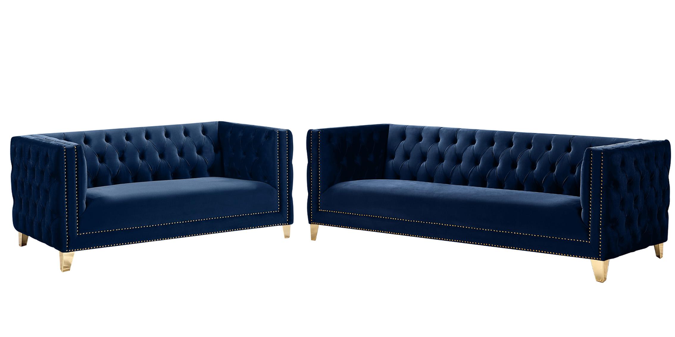 

    
 Shop  Glam Navy Velvet Sofa Set 3Pcs MICHELLE 652Navy Meridian Contemporary Modern
