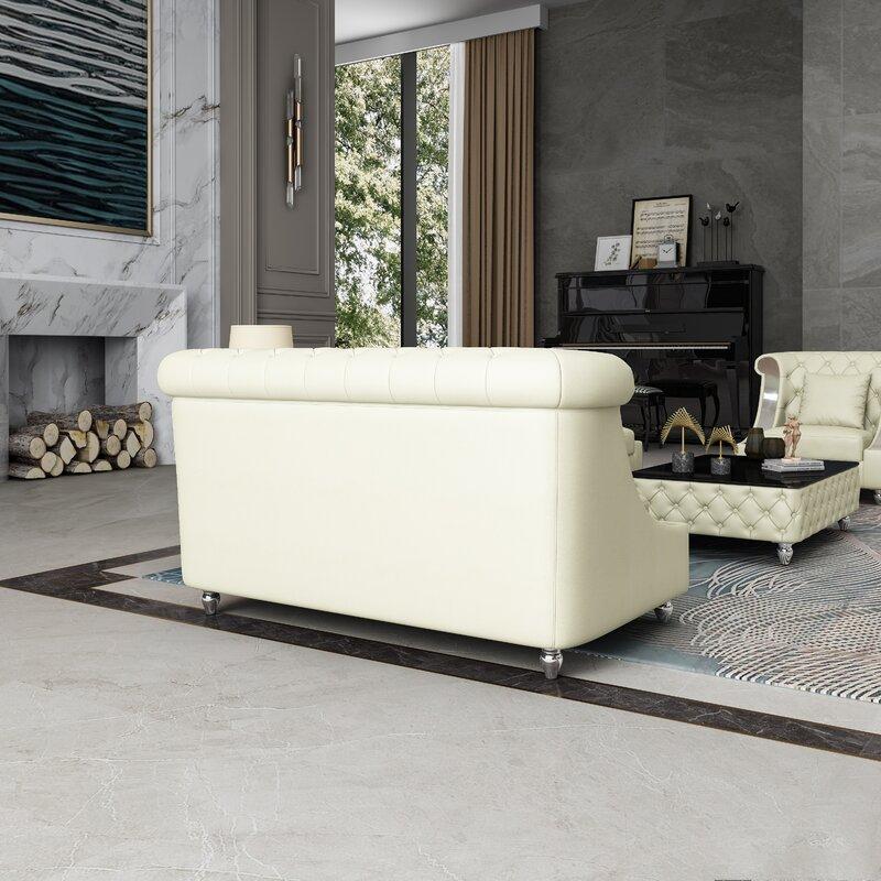 

    
 Shop  Glam Off-White Italian Leather MAYFAIR Sofa EUROPEAN FURNITURE Contemporary
