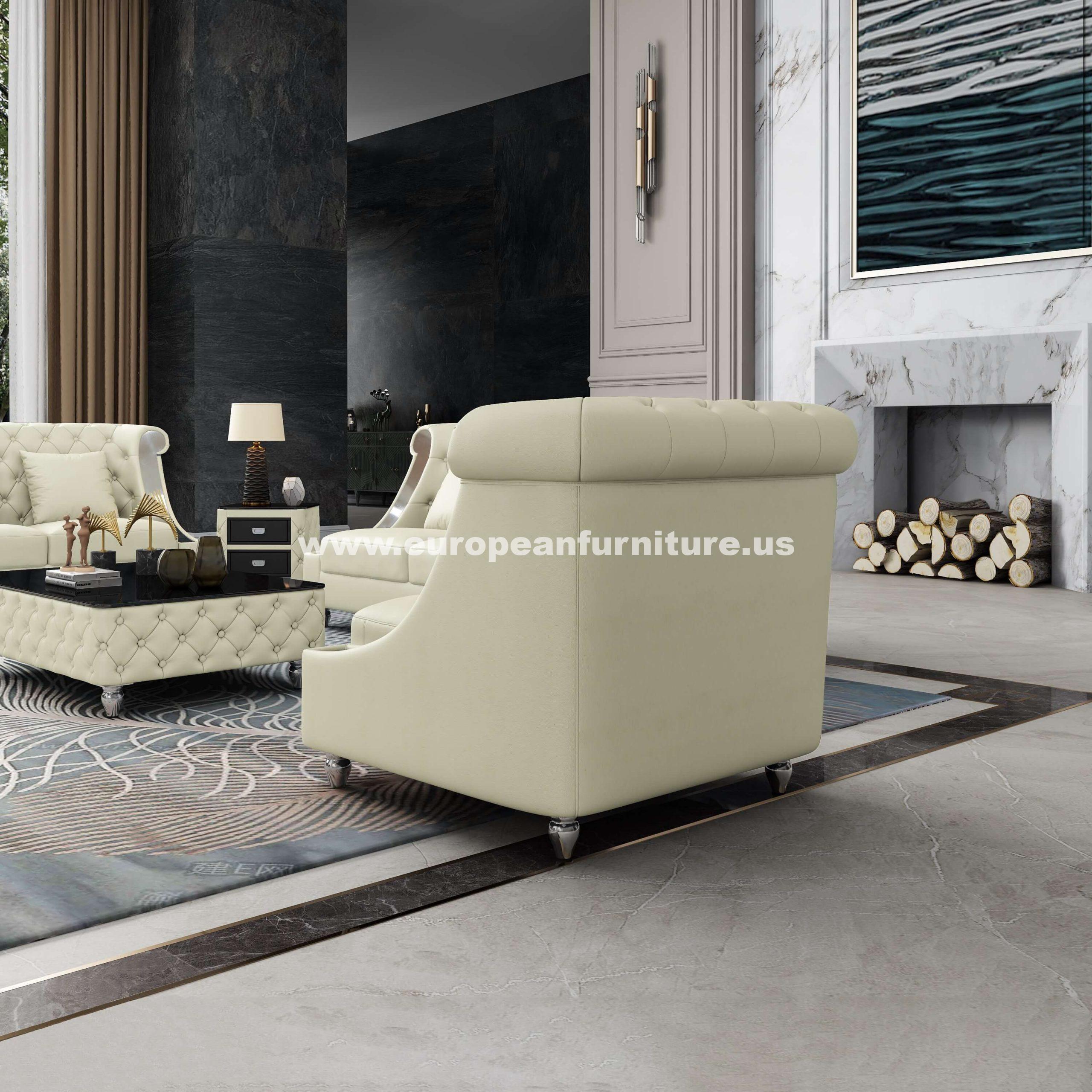 

    
 Order  Glam Off-White Italian Leather MAYFAIR Sofa Set 3Pcs EUROPEAN FURNITURE Modern
