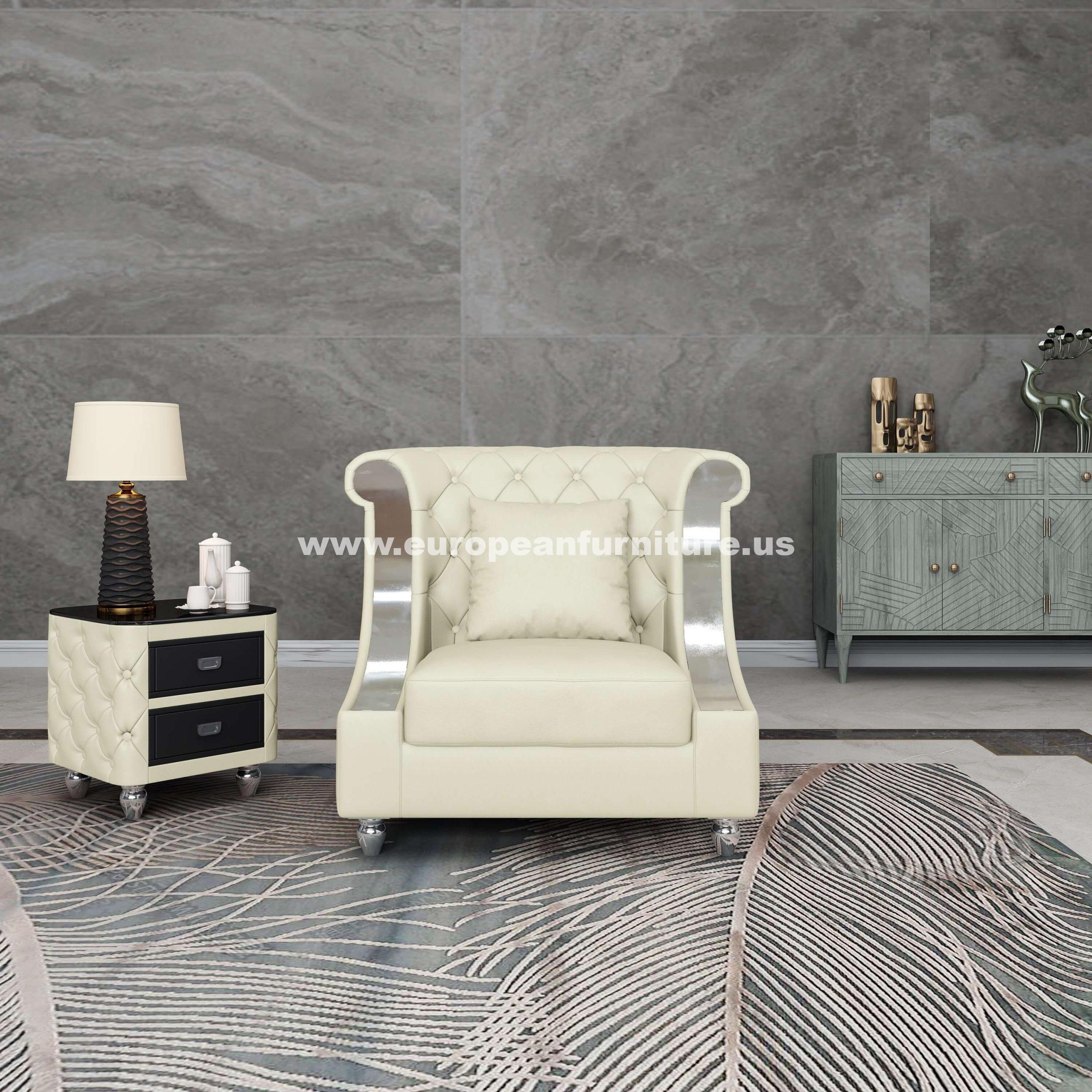 

                    
Buy Glam Off-White Italian Leather MAYFAIR Sofa Set 3Pcs EUROPEAN FURNITURE Modern
