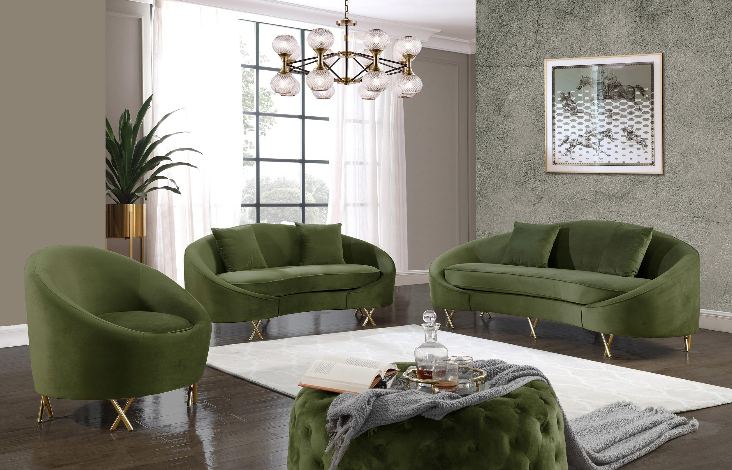 

    
679Olive-S-Set-2 Glam Olive Velvet Sofa Set 2P SERPENTINE 679Olive-S Meridian Contemporary Modern
