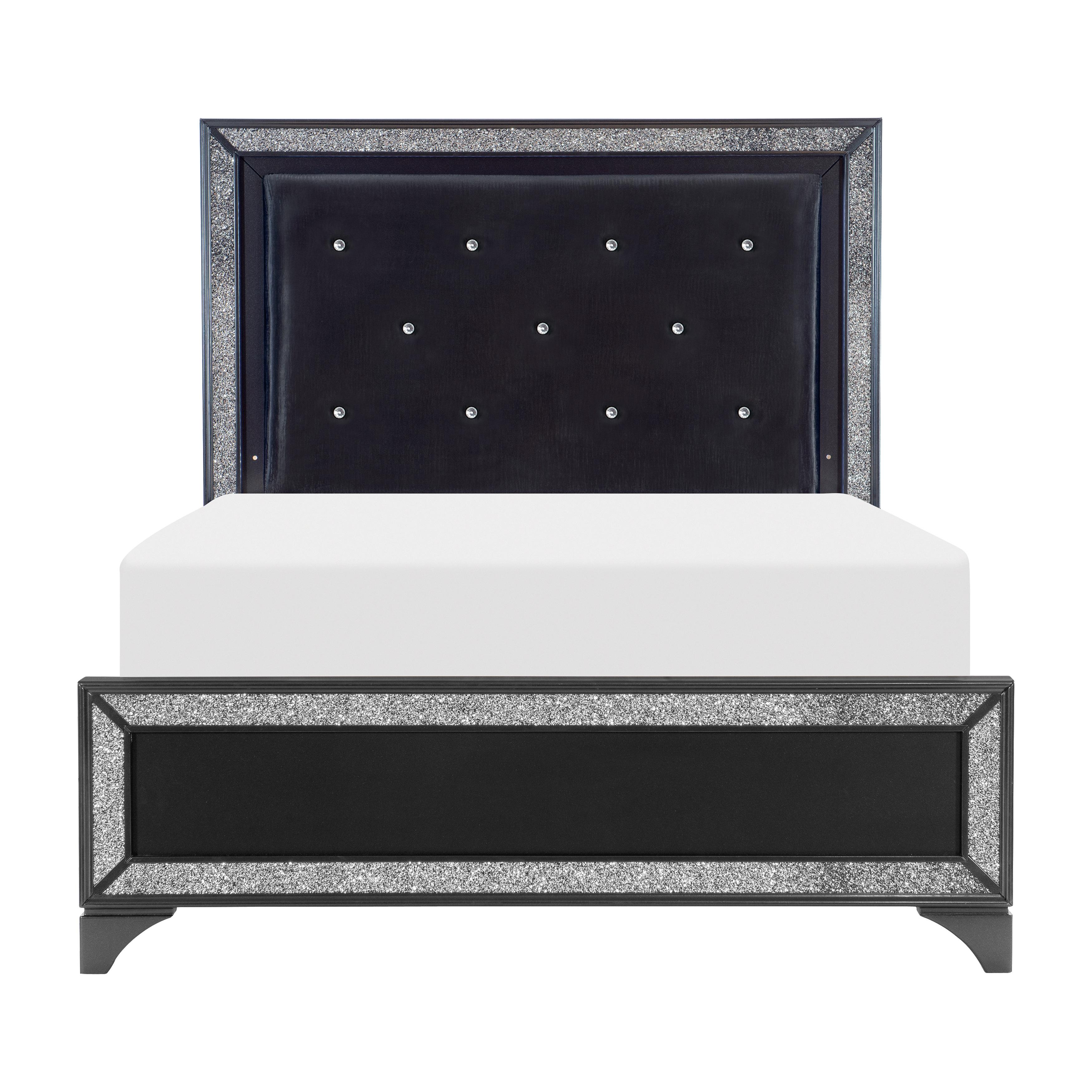 

    
Glam Pearl Black Metallic Wood CAL Bed Homelegance 1572BKK-1CK Salon
