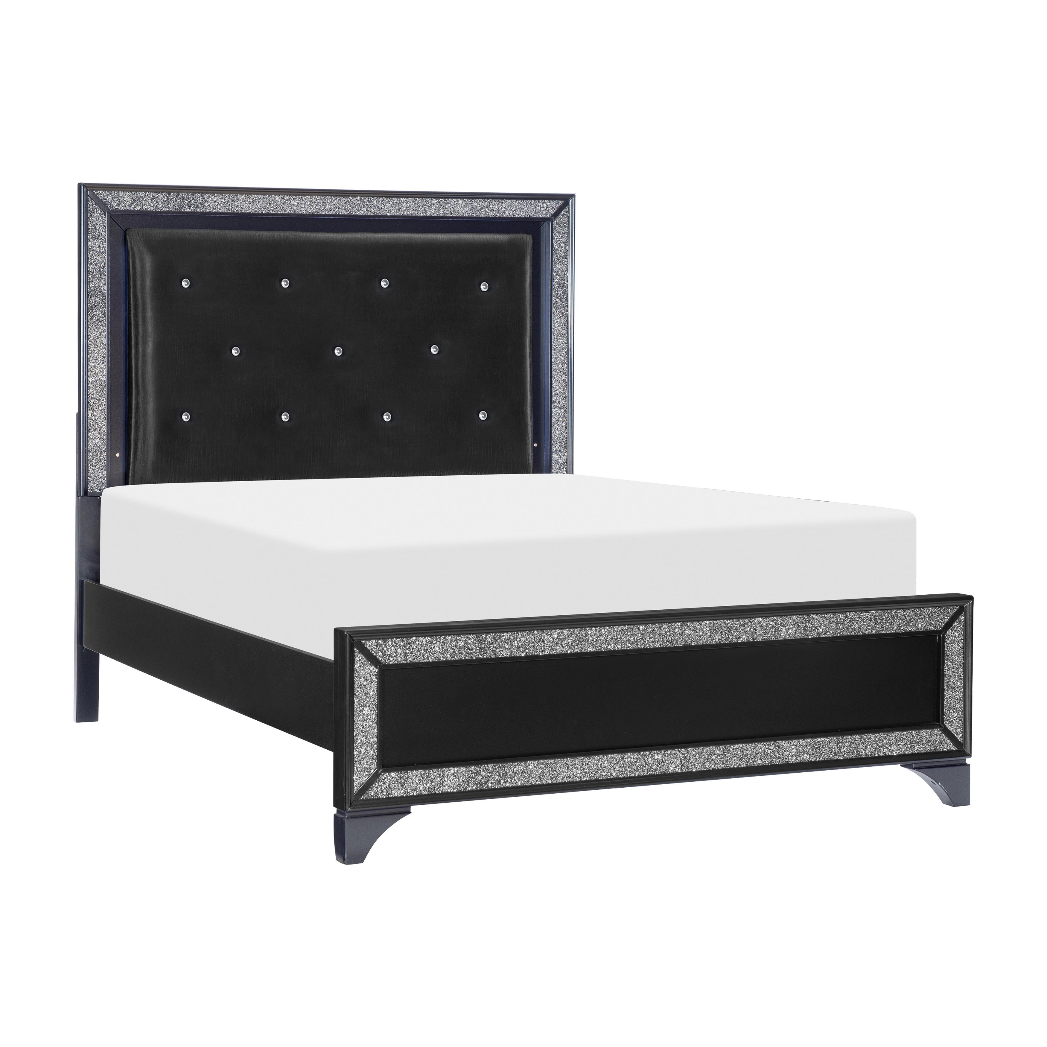 

    
Glam Pearl Black Metallic Wood Queen Bed Homelegance 1572BK-1* Salon
