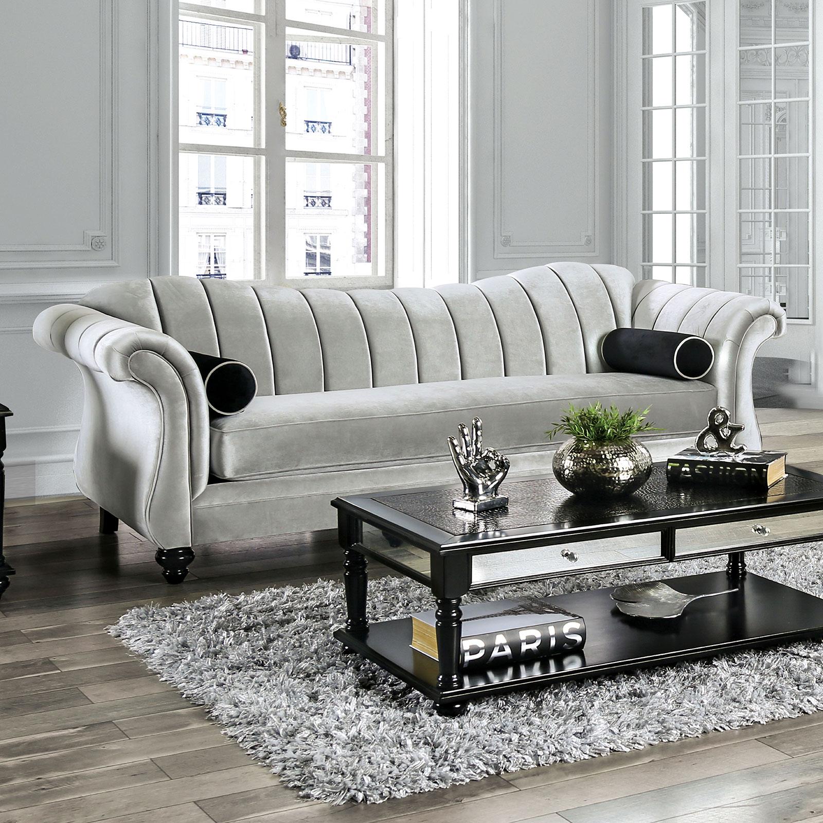 Modern Sofa and Loveseat Set SM2227-2PC Marvin SM2227-2PC in Pewter Chenille