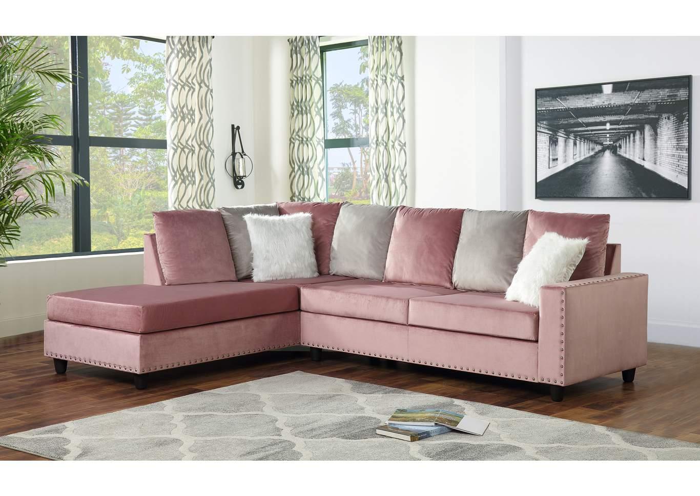 

    
Glam Pink Fabric Sectional Sofa MARTHA Galaxy Home Contemporary Modern

