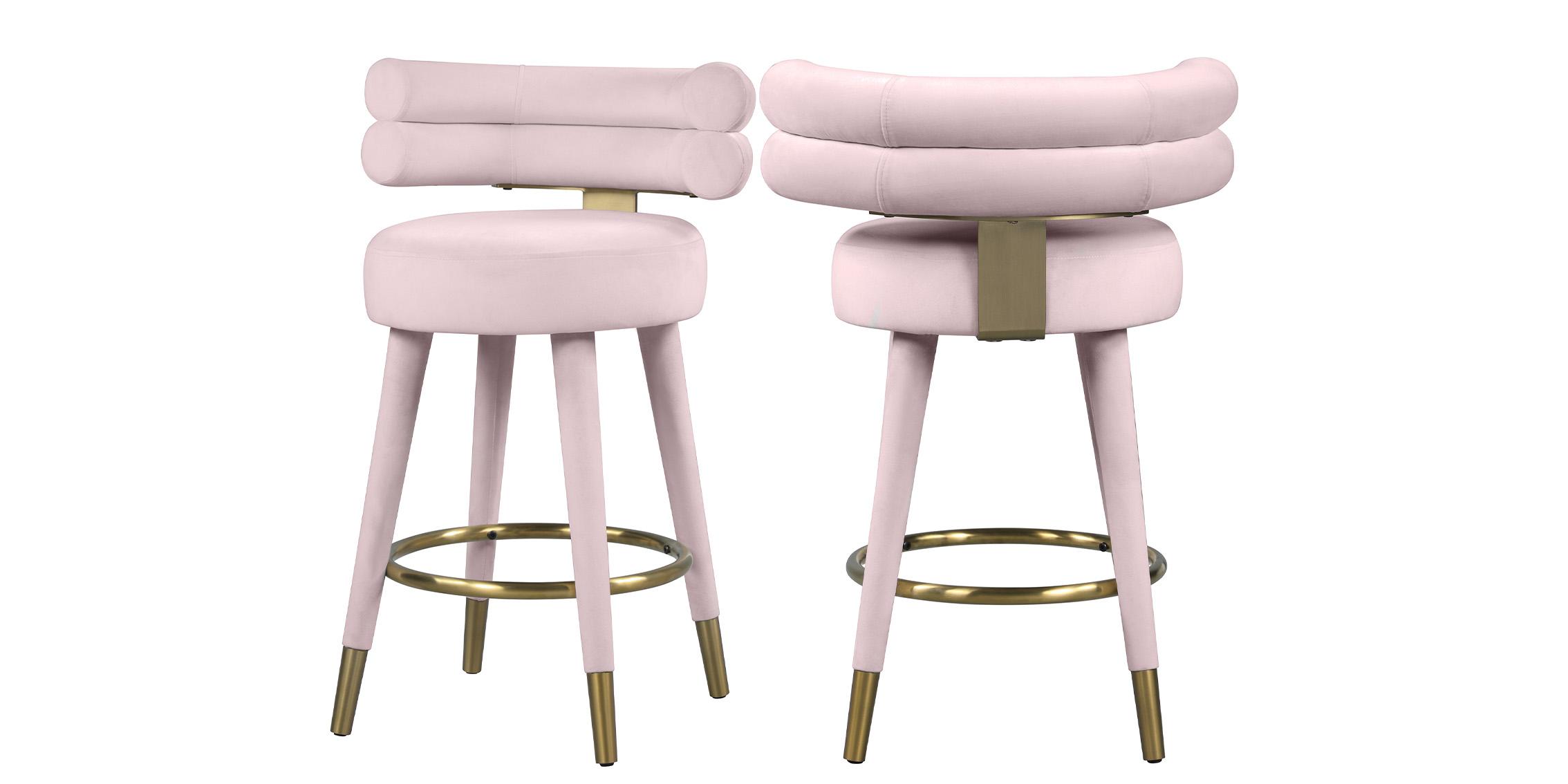 Contemporary, Modern Counter Stool Set FITZROY 798Pink-C 798Pink-C in Pink Velvet