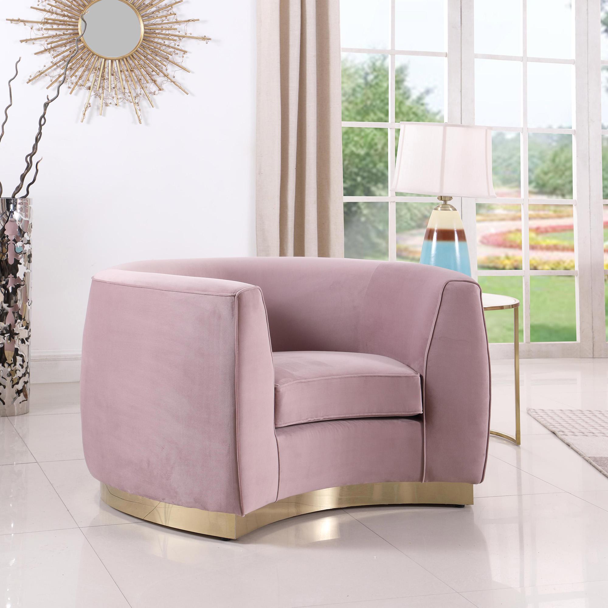 Contemporary, Modern Arm Chair Julian 620Pink-C 620Pink-C in Pink Soft Velvet