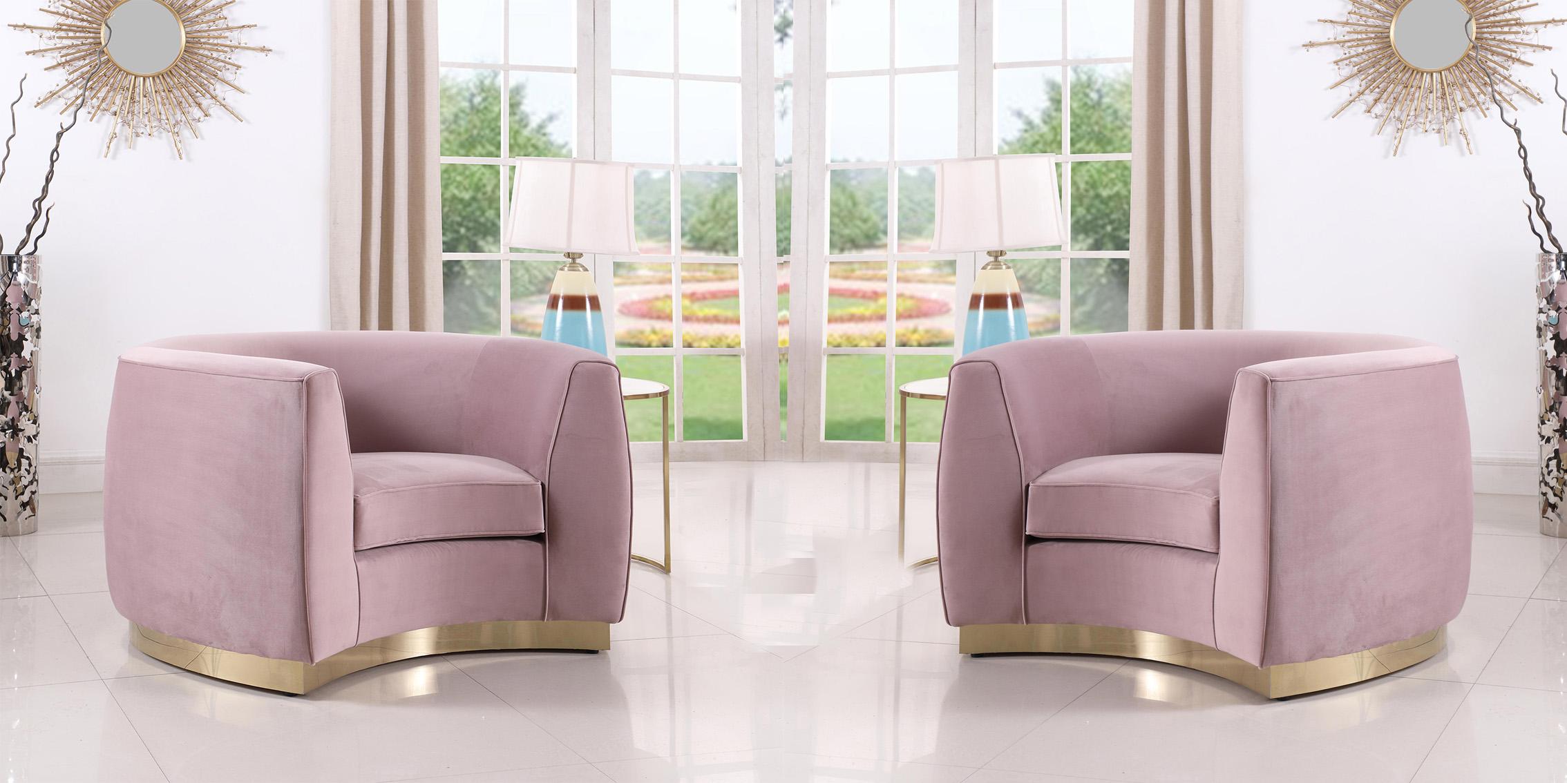 

    
Glam Pink Velvet Chair Set 2Pcs Julian 620Pink-C Meridian Contemporary Modern
