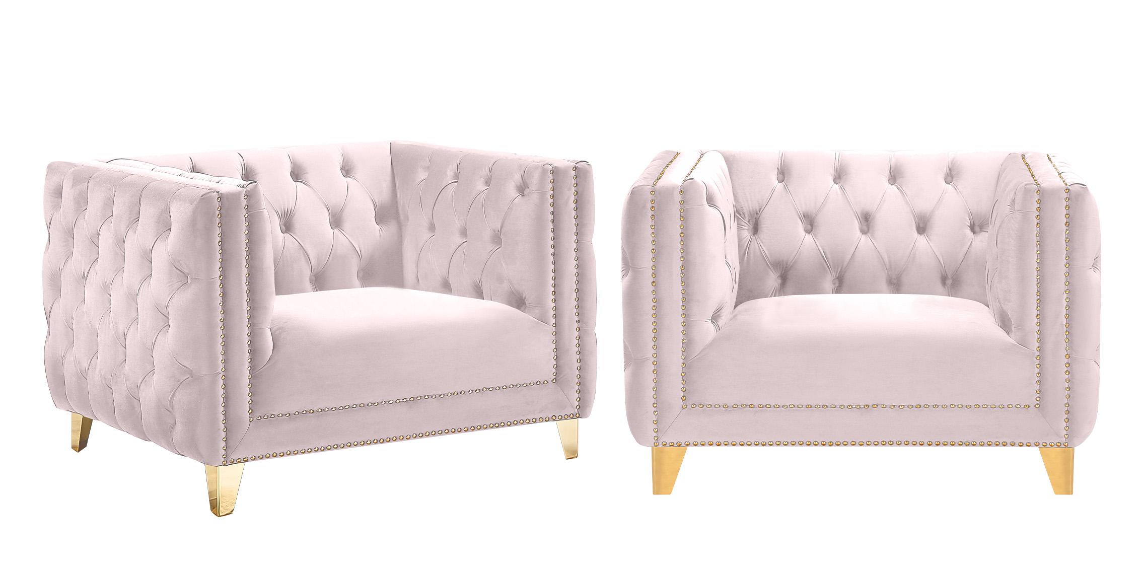 

    
Glam Pink Velvet Arm Chair Set 2Pcs MICHELLE 652Pink-C Meridian Contemporary
