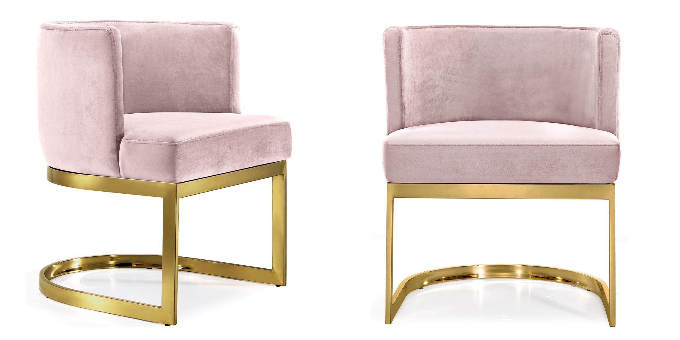 Contemporary, Modern Dining Chair Set Gianna 718Pink-C 718Pink-C-Set-2 in Pink, Gold Velvet