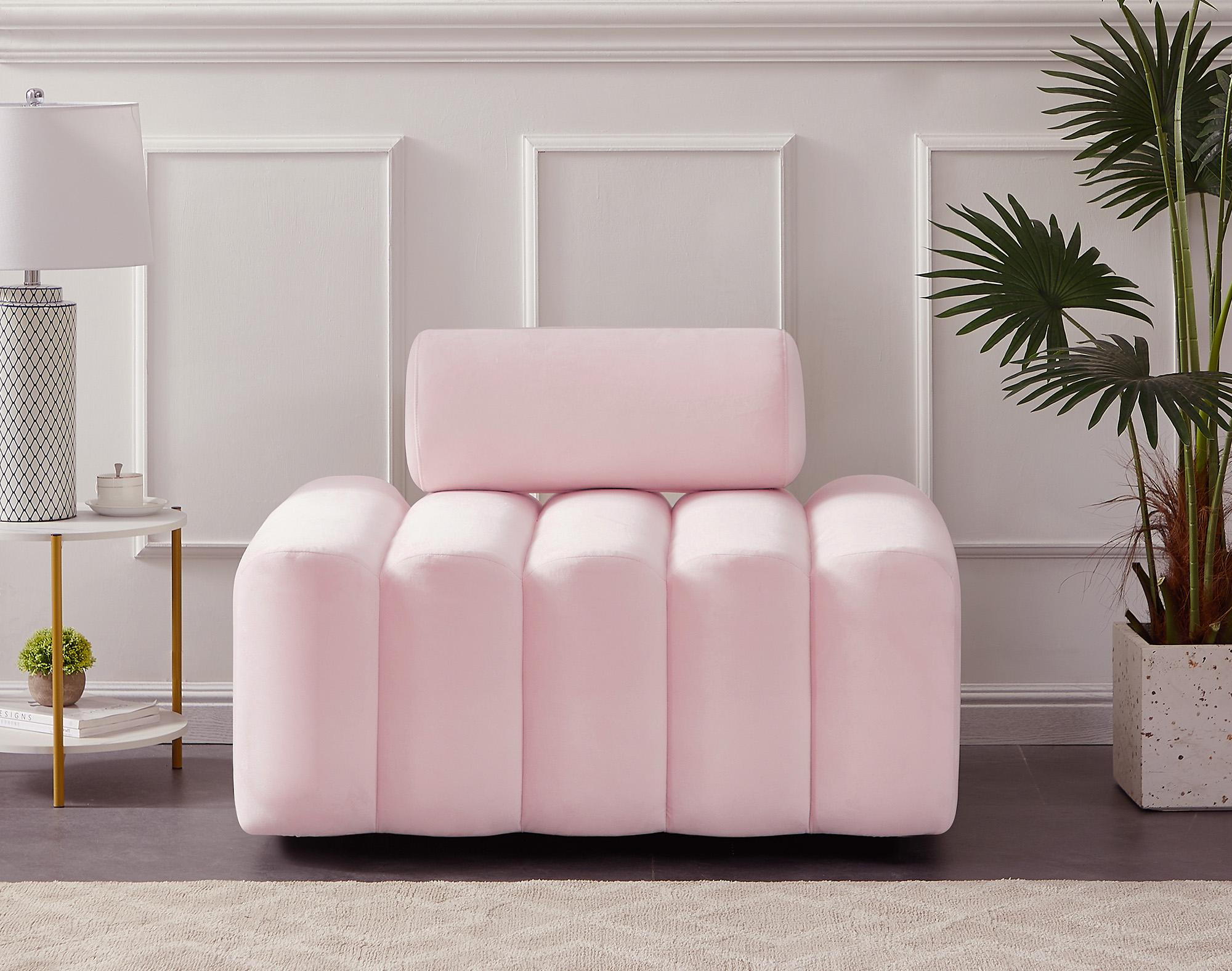 

    
Glam PINK Velvet Channel Tufted Chair Melody 647Pink-C Meridian Contemporary
