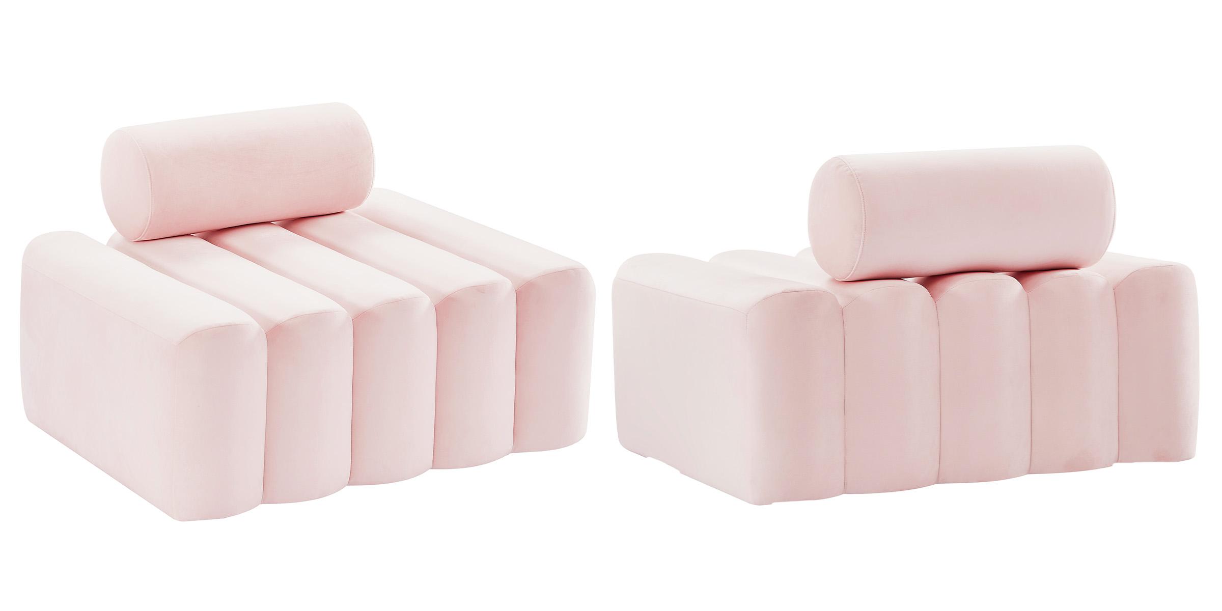 

    
Glam PINK Velvet Channel Tufted Chair Set 2Pcs Melody 647Pink-C Meridian Modern
