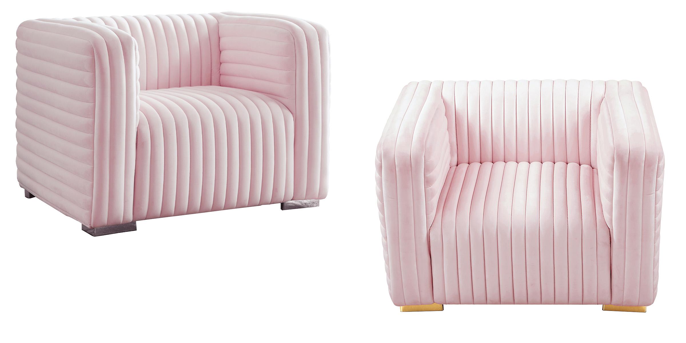 

    
Glam PINK Velvet Channel Tufted Chair Set 2Pcs Ravish 640Pink-C Meridian Modern
