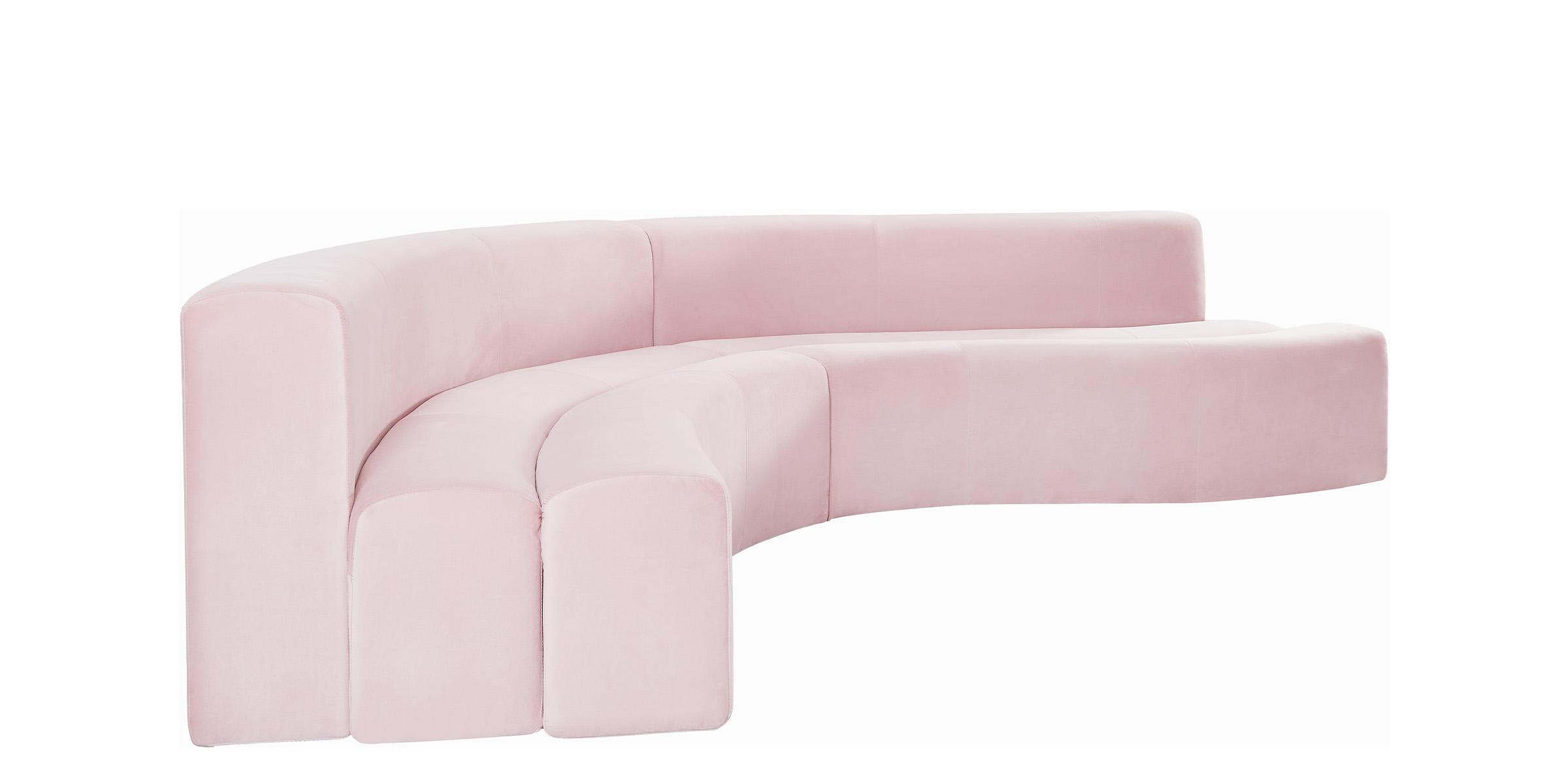 

    
Glam PINK Velvet Channel Tufted Sectional Curl 624Pink Meridian Contemporary
