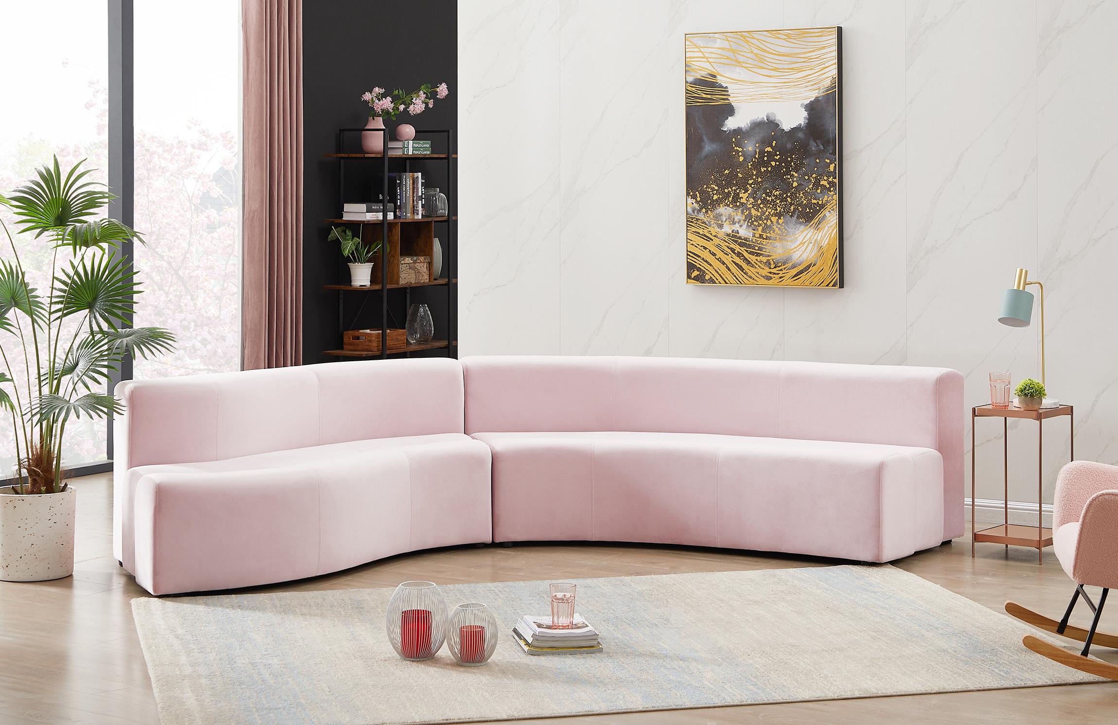 

    
624Pink-Sectional Glam PINK Velvet Channel Tufted Sectional Curl 624Pink Meridian Contemporary
