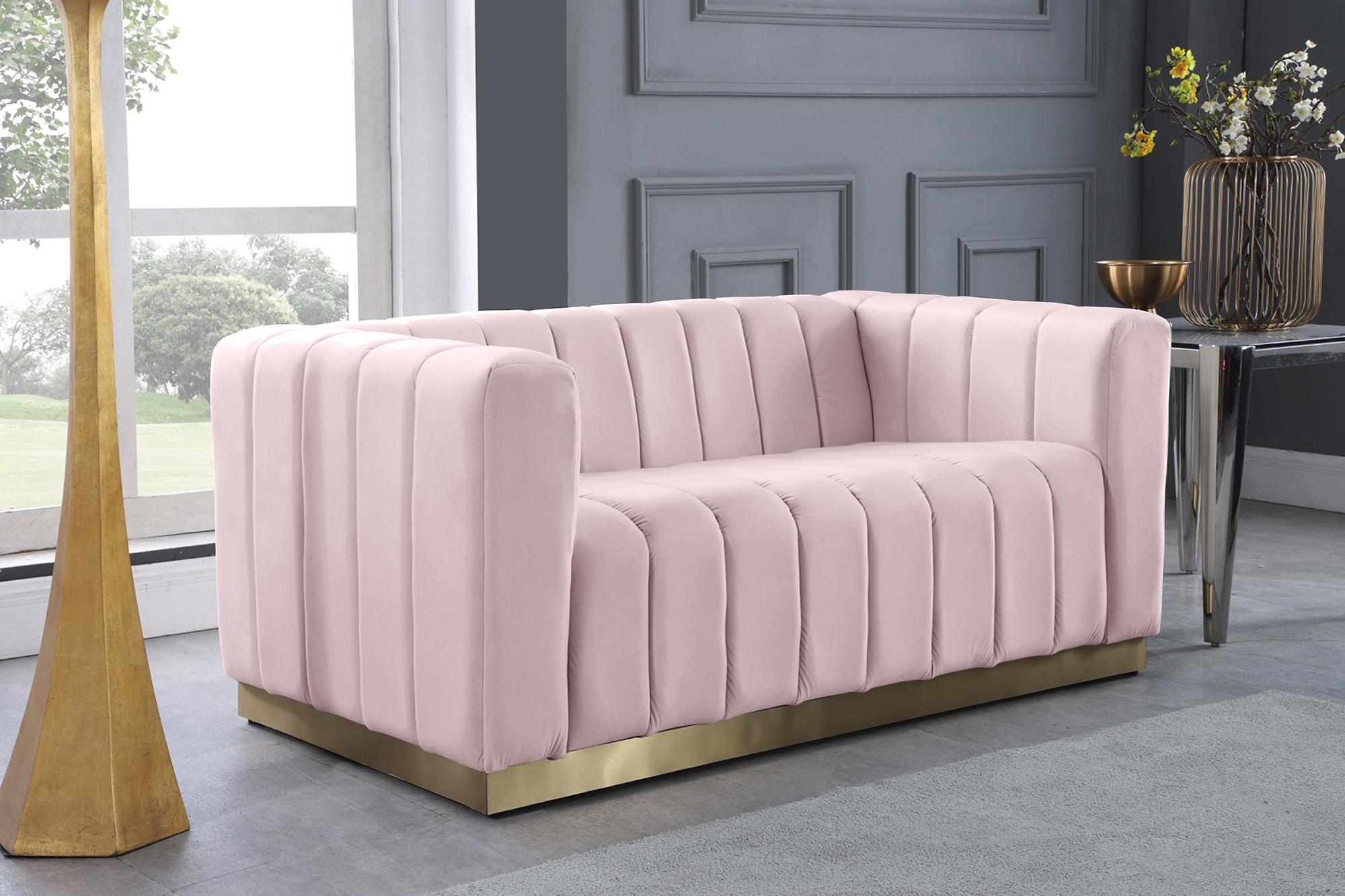 

        
Meridian Furniture MARLON 603Pink-L Loveseat Pink/Gold Velvet 704831408768
