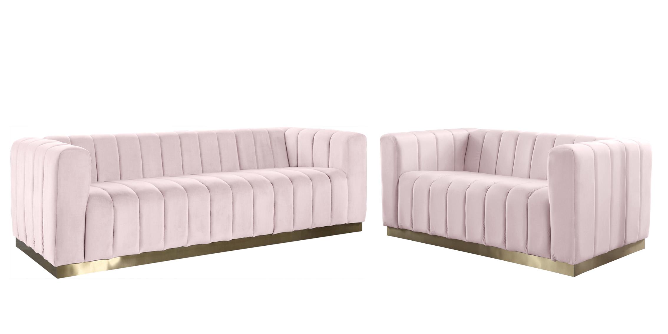 

    
603Pink-L Glam Pink Velvet Channel Tufted Loveseat MARLON 603Pink-L Meridian Contemporary
