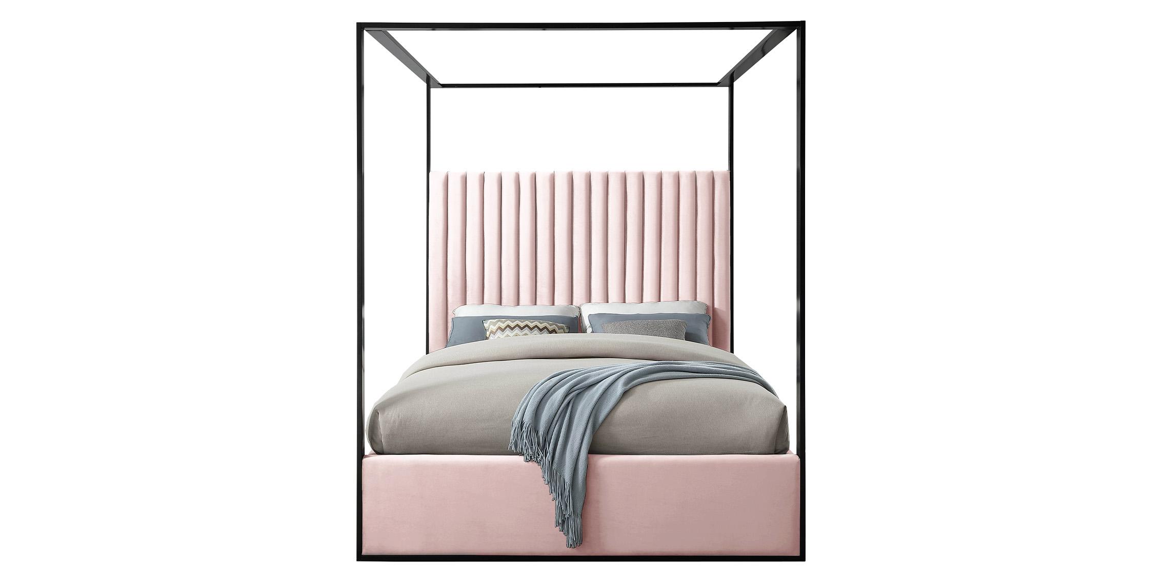 

    
Glam Pink Velvet Channel Tufted Queen Bed JAX Pink Meridian Contemporary Modern

