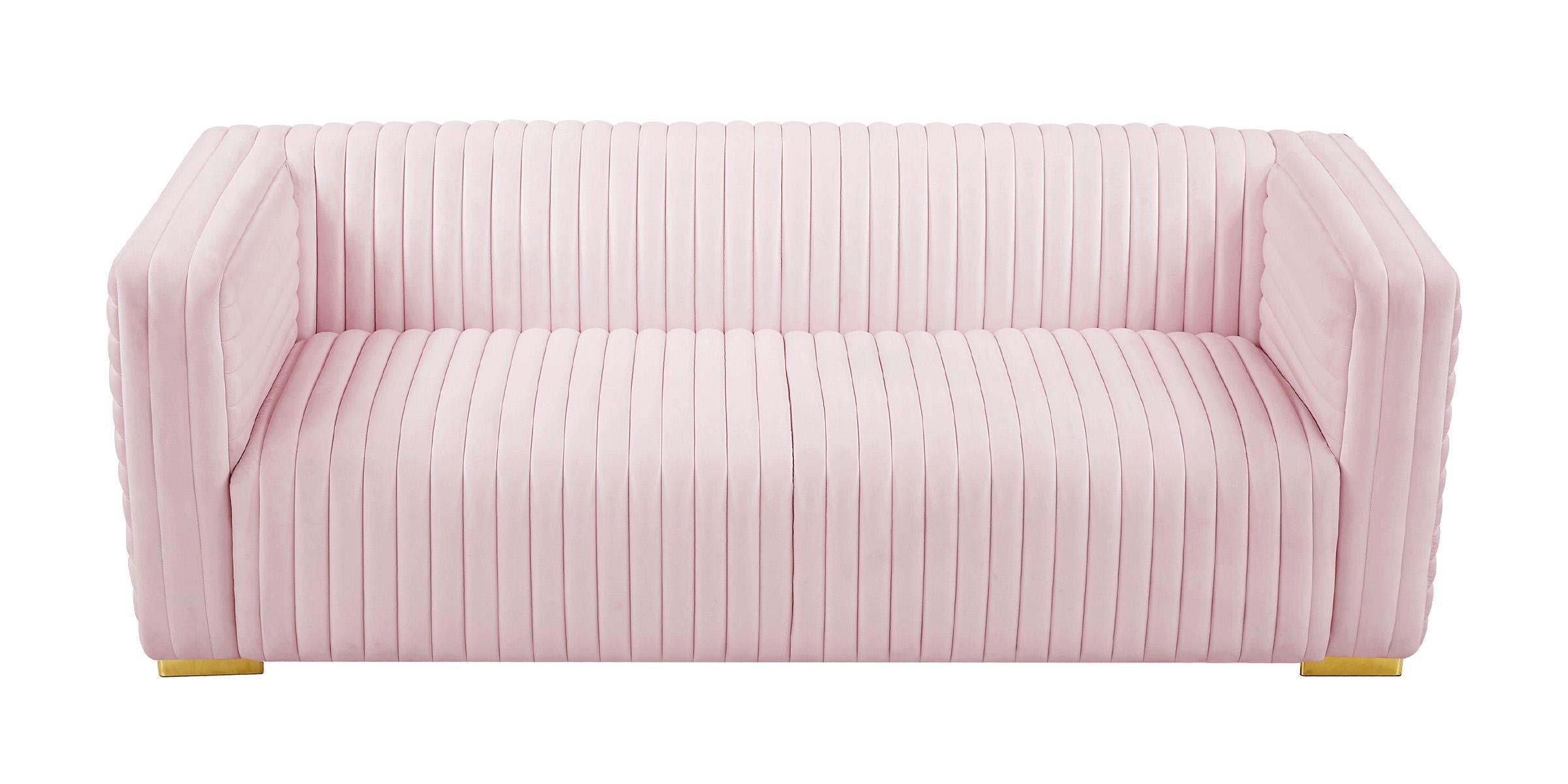 

    
 Photo  Glam PINK Velvet Channel Tufted Sofa Set 3Pcs Ravish 640Pink Meridian Modern
