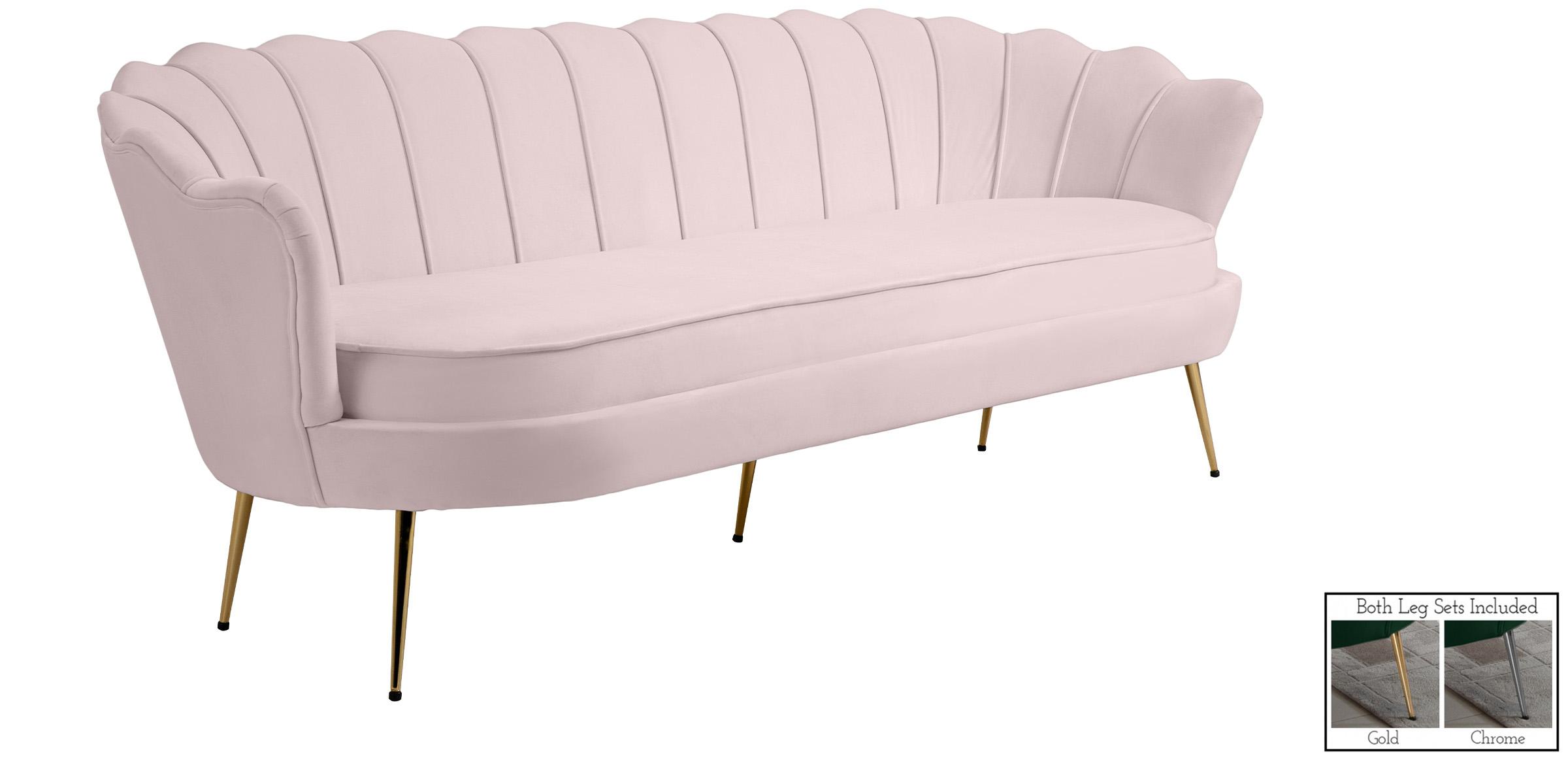 

    
Glam PINK Velvet Channel Tufted Sofa GARDENIA 684Pink-S Meridian Contemporary
