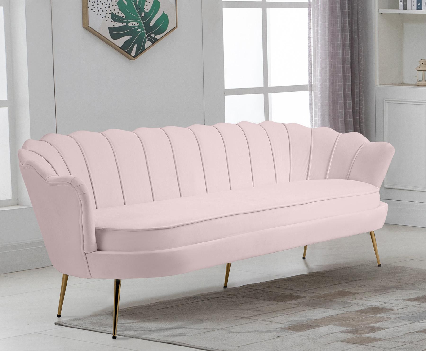 

    
Glam PINK Velvet Channel Tufted Sofa GARDENIA 684Pink-S Meridian Contemporary

