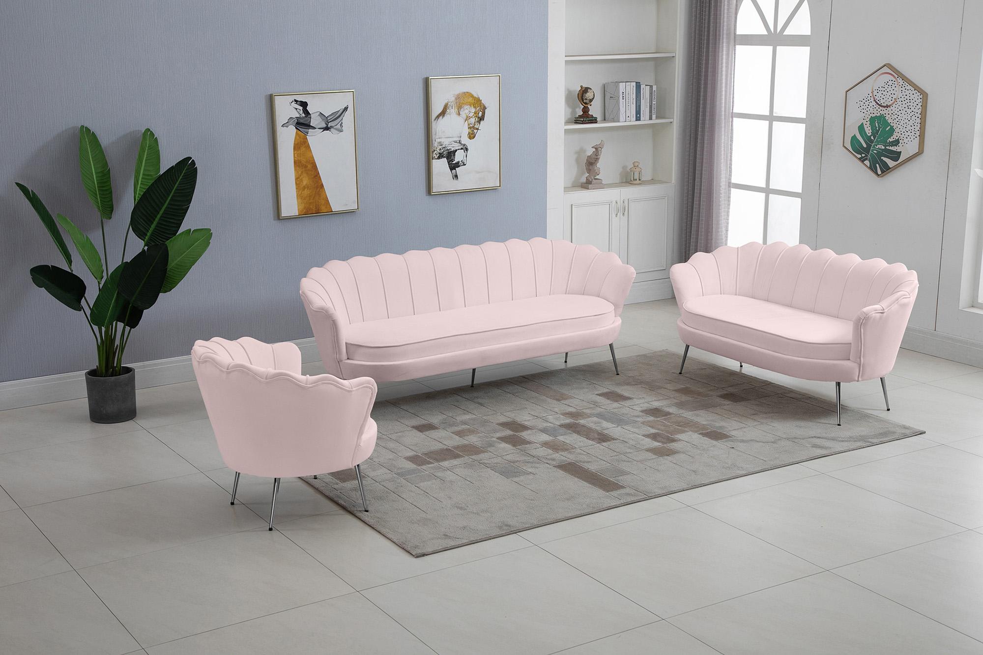

        
094308257235Glam PINK Velvet Channel Tufted Sofa GARDENIA 684Pink-S Meridian Contemporary
