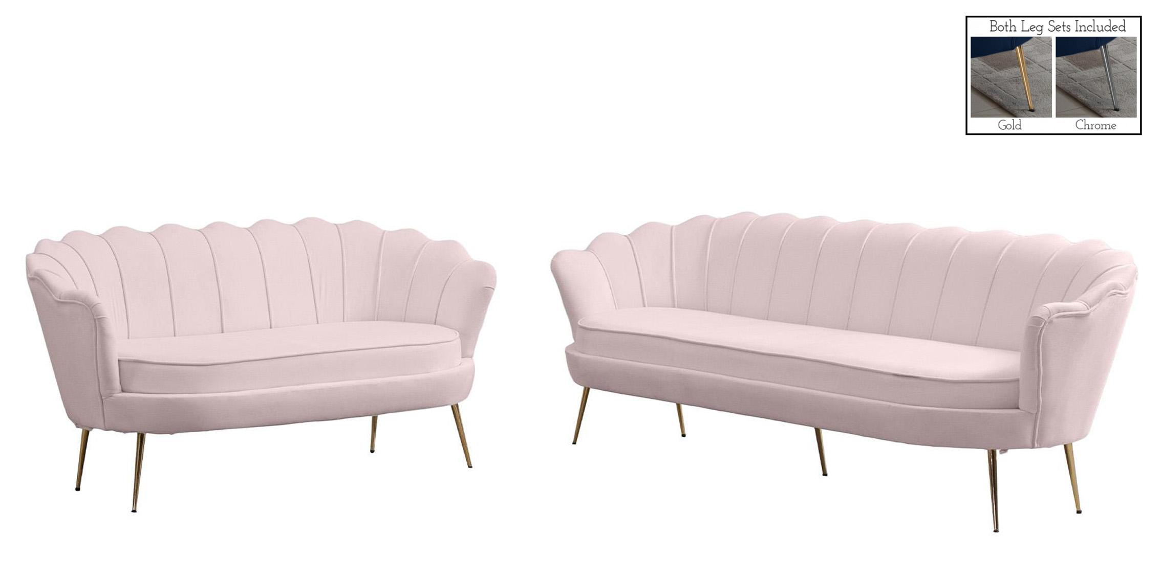 Contemporary, Modern Sofa Set GARDENIA 684Pink 684Pink-Set-2 in Pink Velvet