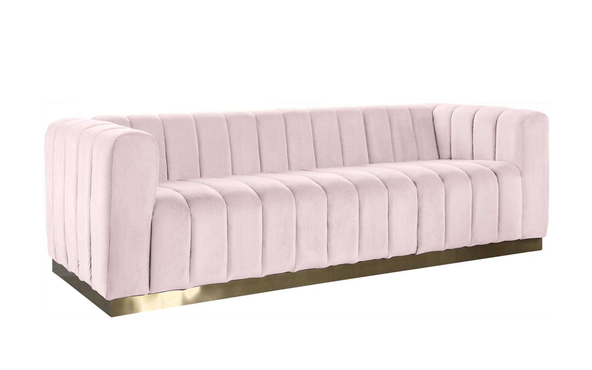 

    
Glam Pink Velvet Tufted Sofa Set 2Pcs MARLON 603Pink-S Meridian Contemporary
