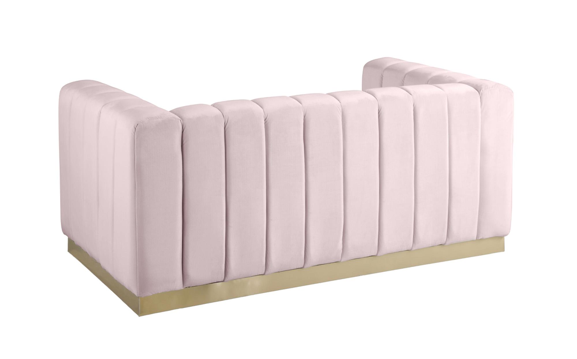 

    
603Pink-S-Set-2 Glam Pink Velvet Tufted Sofa Set 2Pcs MARLON 603Pink-S Meridian Contemporary
