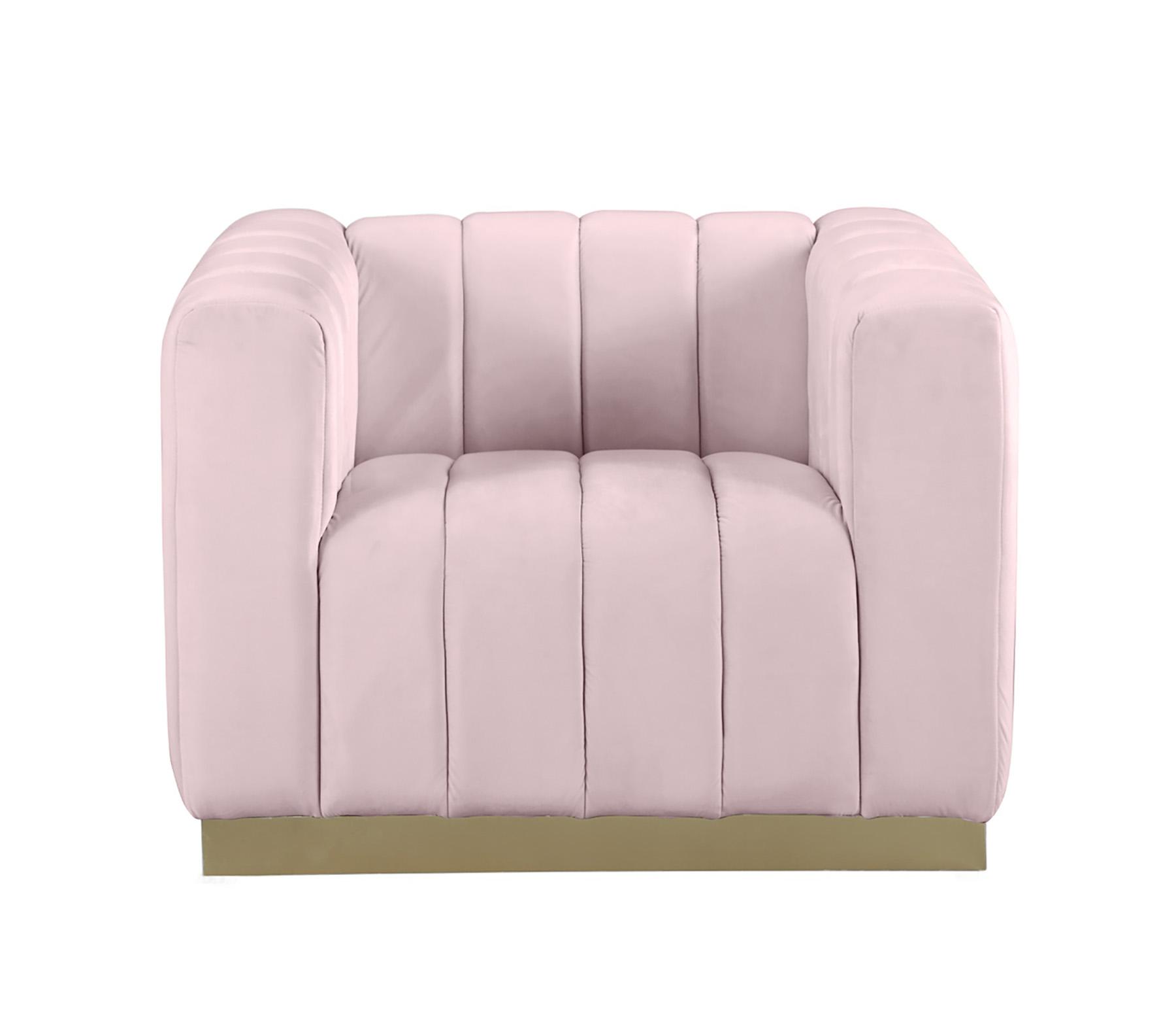 

    
603Pink-S-Set-3 Glam Pink Velvet Channel Tufted Sofa Set 3Pcs MARLON 603Pink-S Meridian Modern
