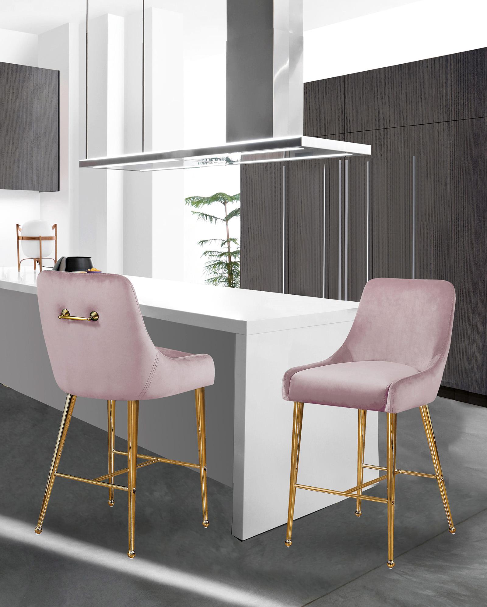 

    
Glam Pink Velvet Counter Stool Set 2Pcs OWEN 745Pink Meridian Contemporary
