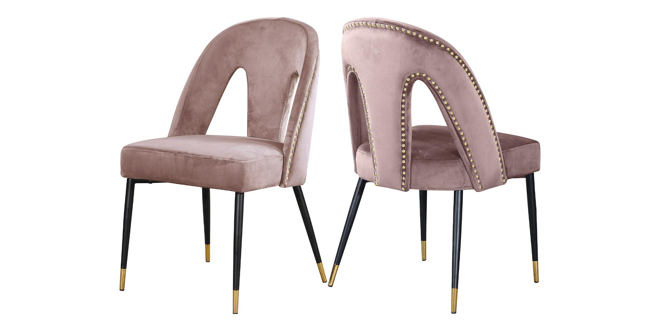 Contemporary Dining Chair Set AKOYA 794Pink-C 794Pink-C-Set-2 in Pink Velvet