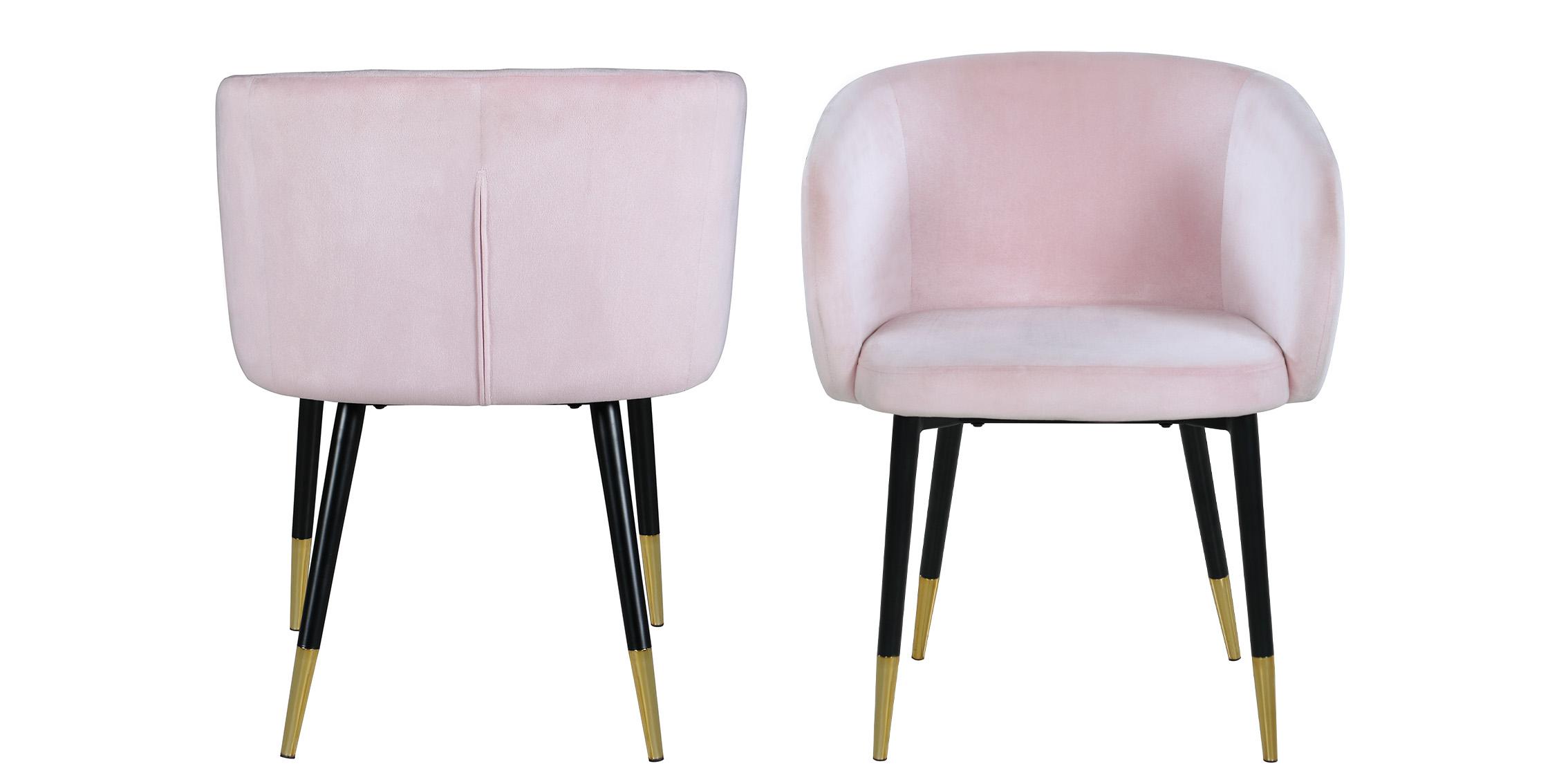 

    
Glam Pink Velvet Dining Chair Set 2Pcs LOUISE 733Pink Meridian Contemporary
