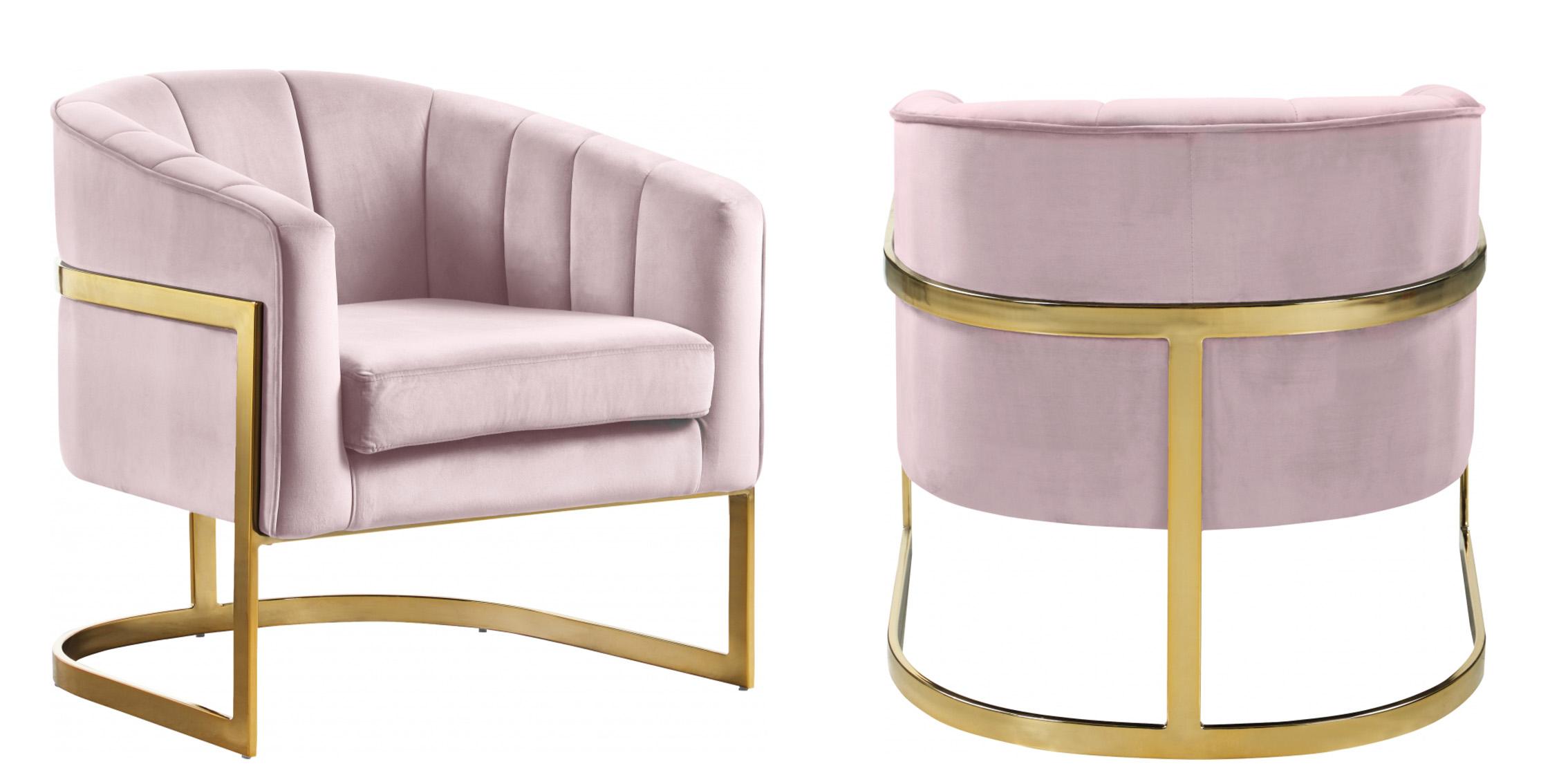 

    
Glam Pink Velvet Gold Steel Base Chair Set 2Pcs 515Pink Carter Meridian Modern
