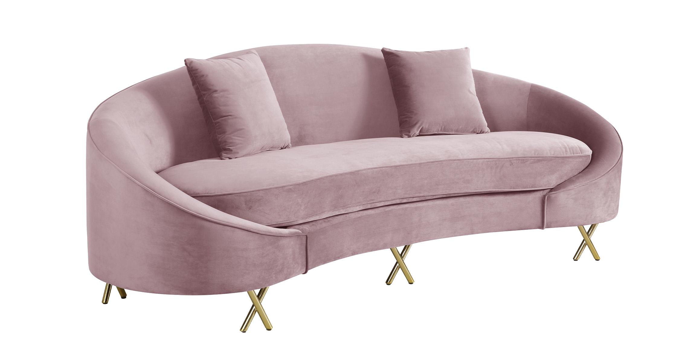 

    
Glam Pink Velvet Gold Steel Legs Sofa SERPENTINE 679Pink-S Meridian Contemporary
