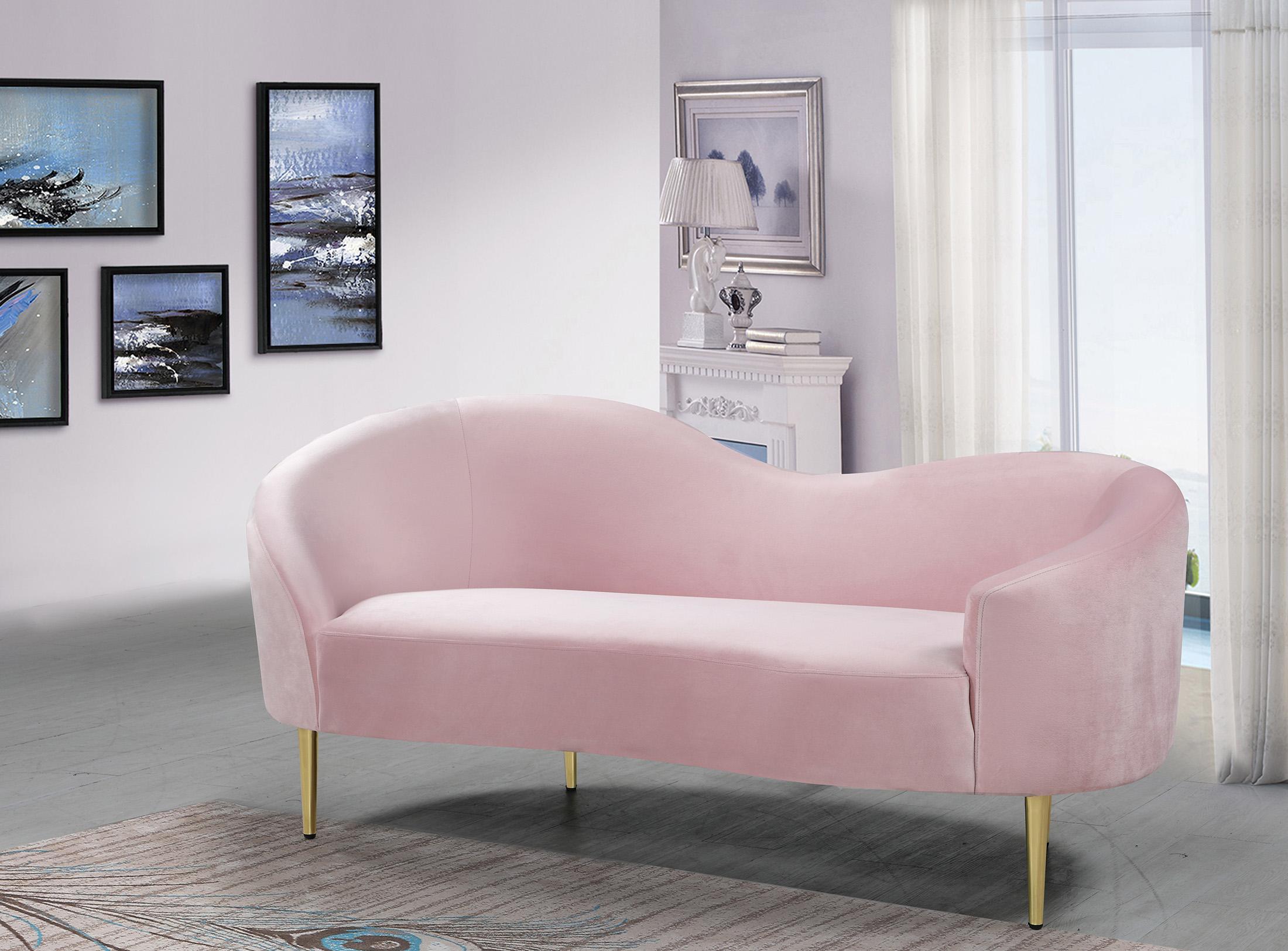 

    
Glam Pink Velvet Loveseat RITZ 659Pink-L Meridian Contemporary Modern
