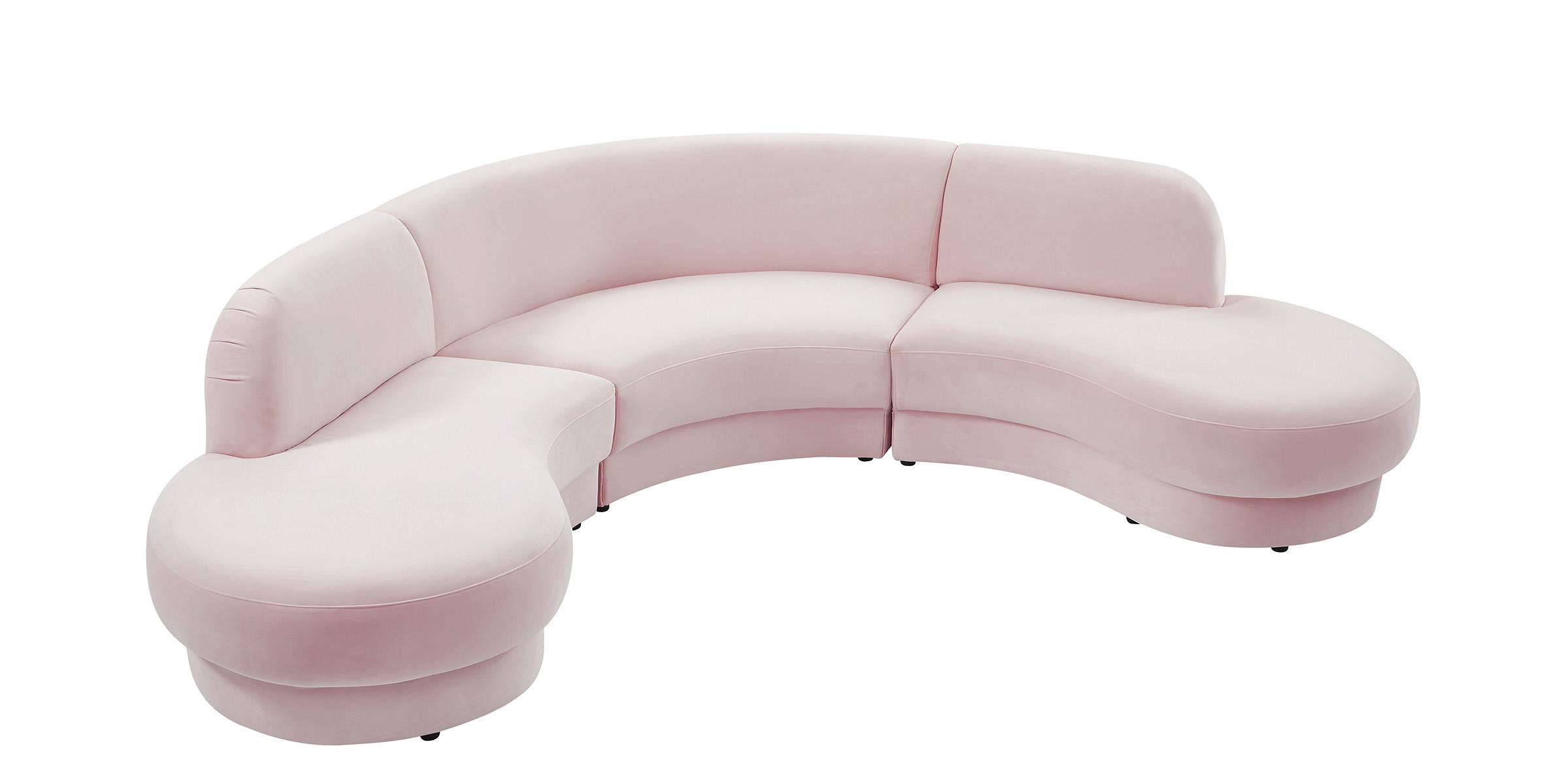 Contemporary, Modern Sectional Sofa Rosa 628Pink-Sectional 628Pink-Sectional in Pink Velvet