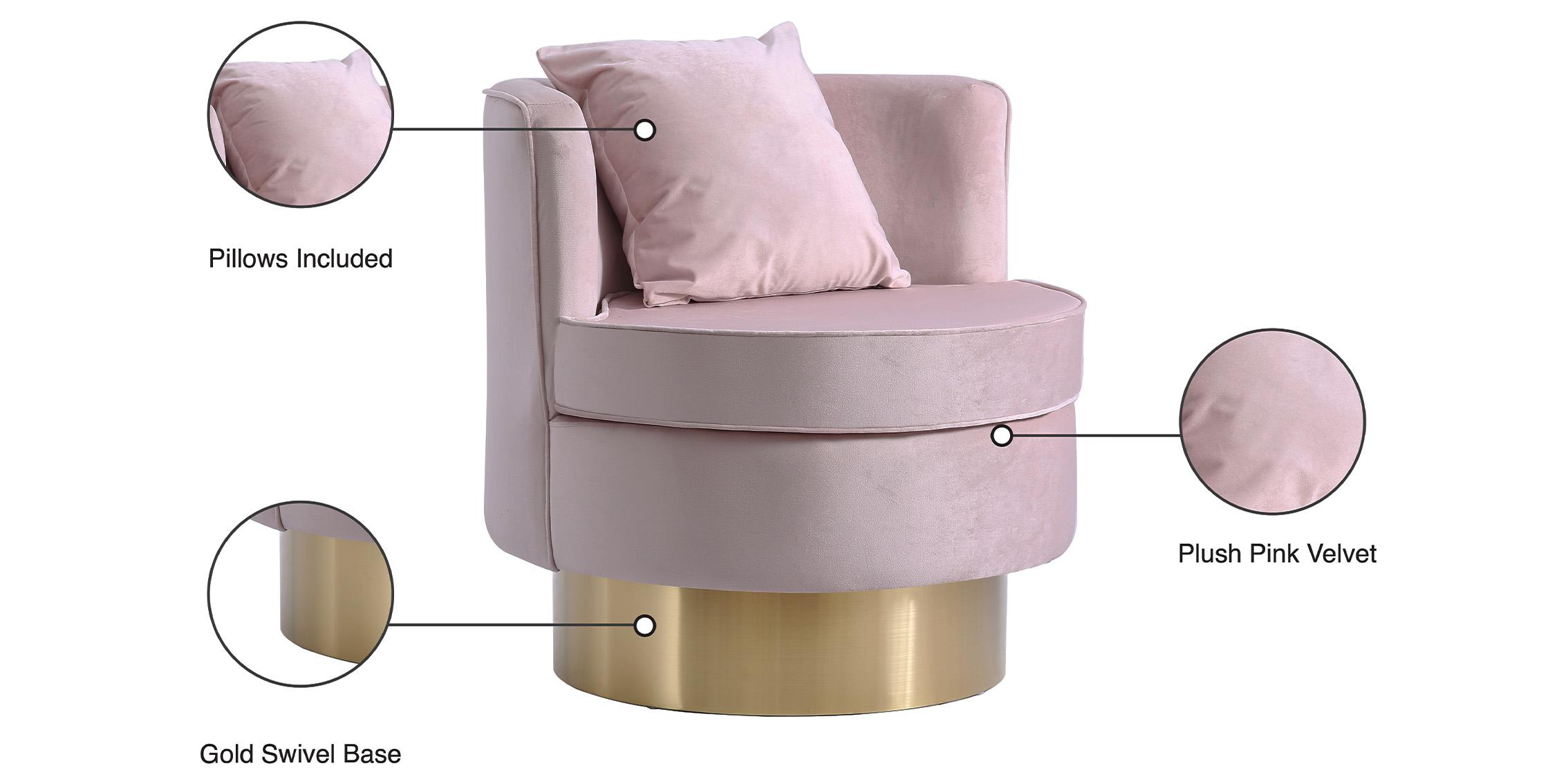 

    
576Pink Glam Pink Velvet Swivel Accent Chair 576Pink KENDRA Meridian Modern Contemporary
