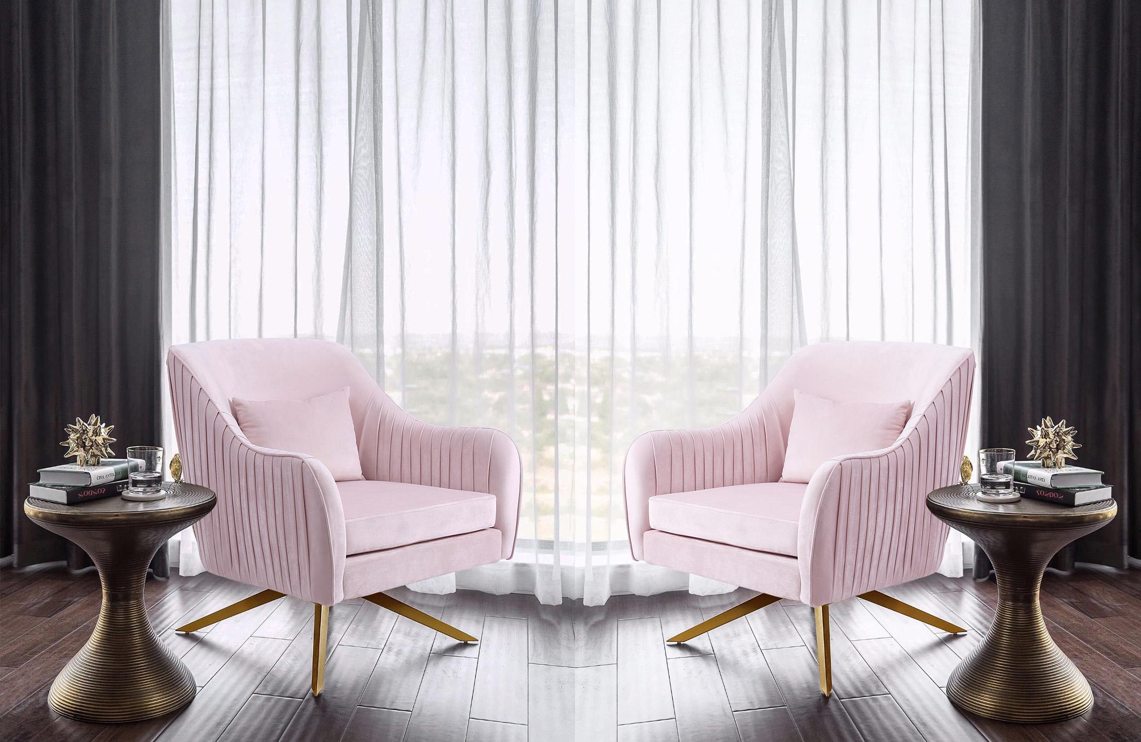 

    
 Shop  Glam Pink Velvet Swivel Arm Chair PALOMA 585Pink Meridian Contemporary Modern
