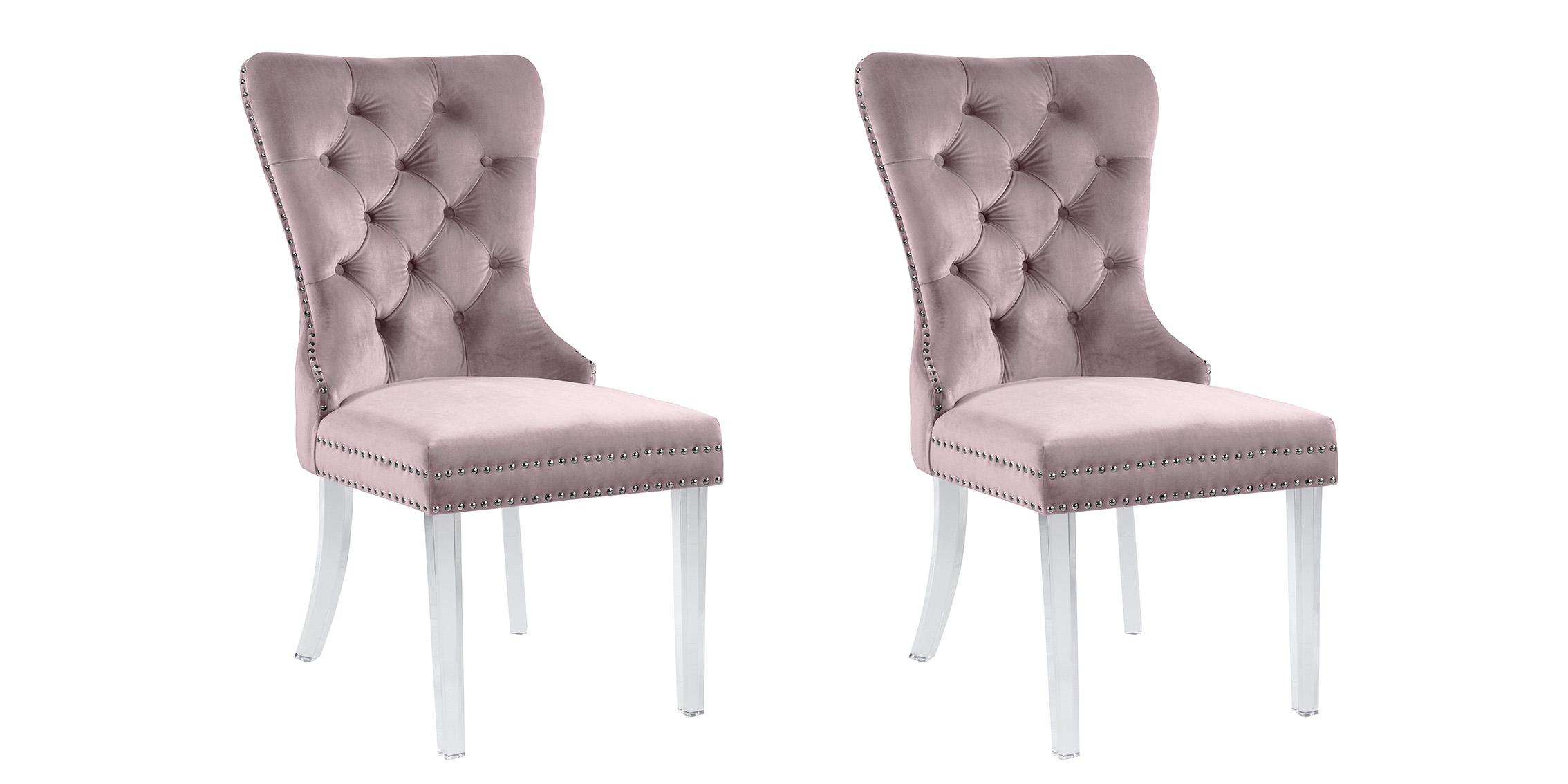 

        
Meridian Furniture MILEY 746Pink-C Dining Chair Set Pink Velvet 704831400052

