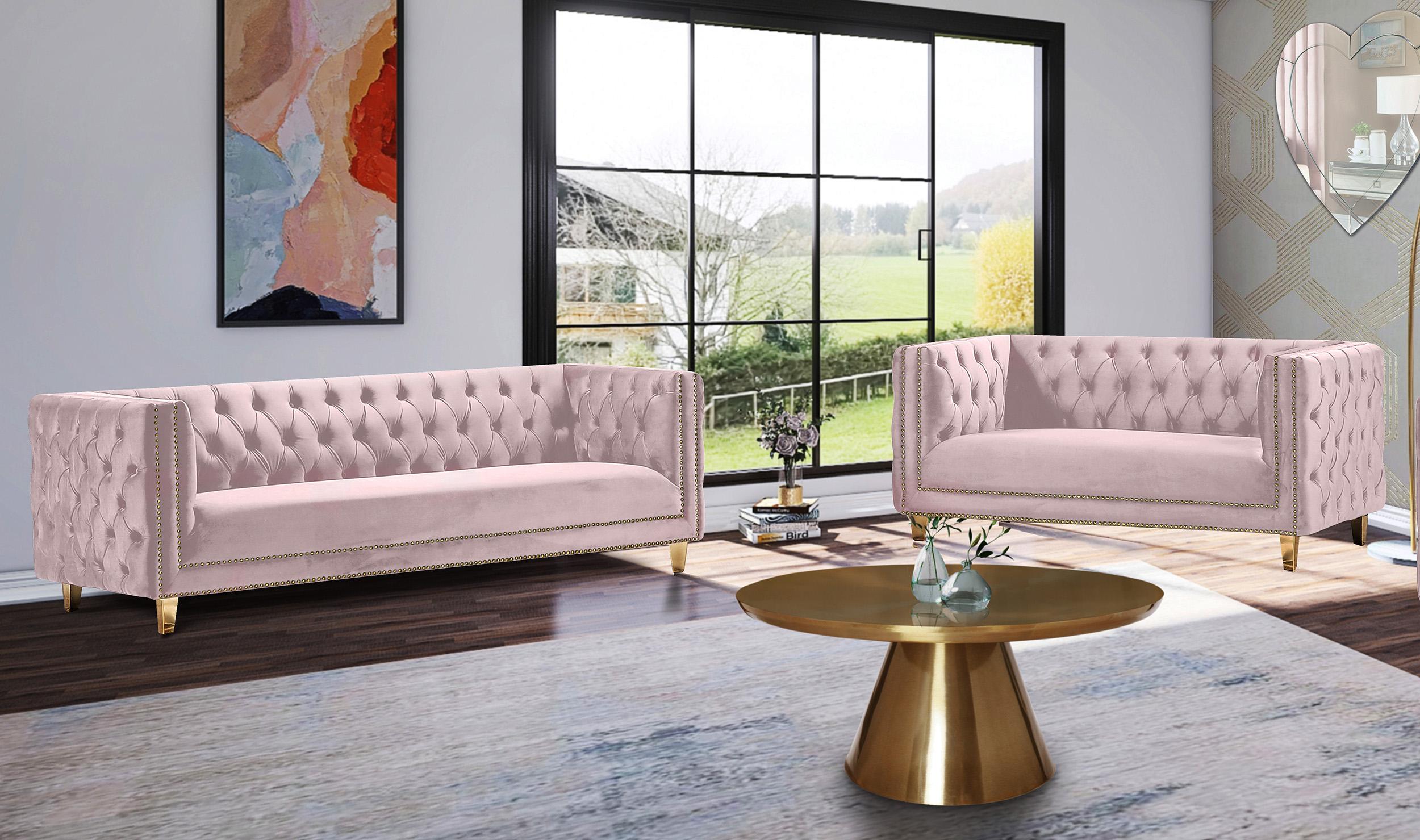 

    
652Pink-L Glam Pink Velvet Loveseat MICHELLE 652Pink-L Meridian Contemporary Modern
