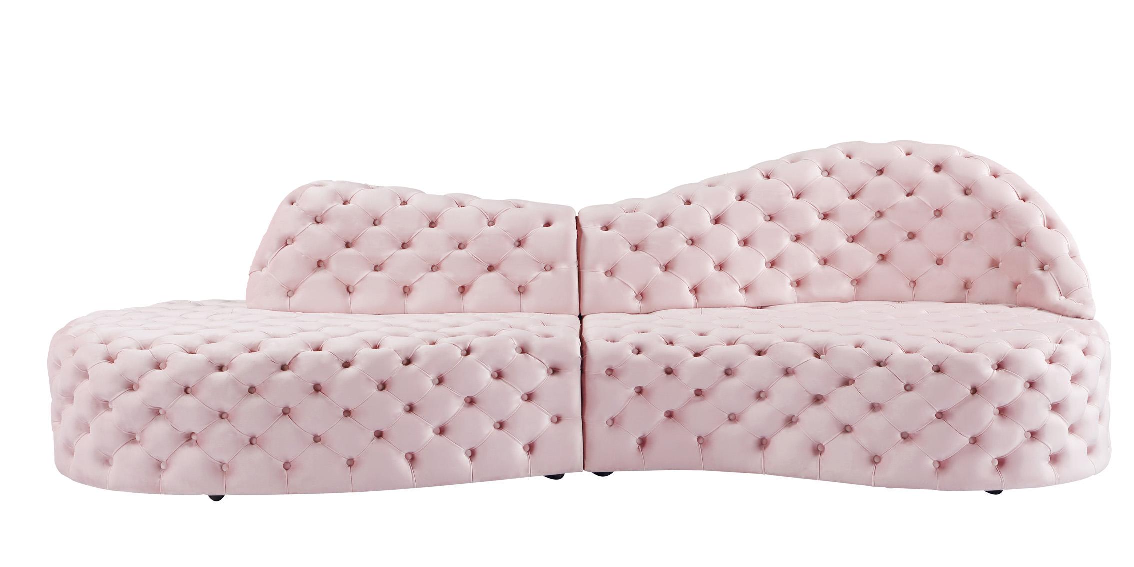 

    
Glam Pink Velvet Tufted Sectional Sofa ROYAL 654Pink Meridian Contemporary
